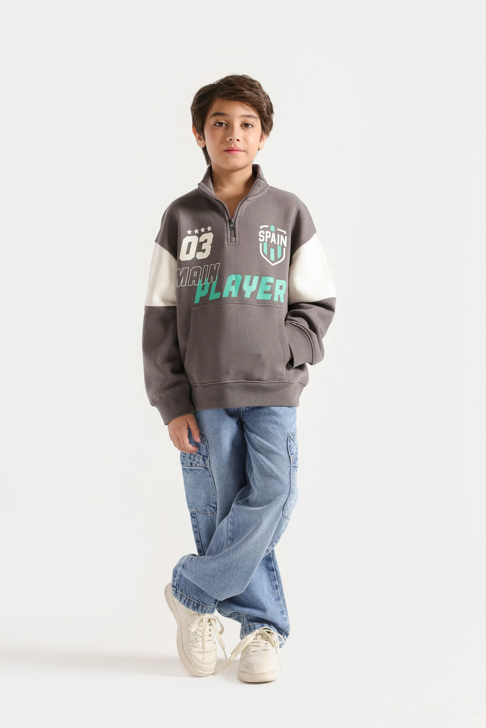 Cut and Sew Slogan Print Sweatshirt - Image 4