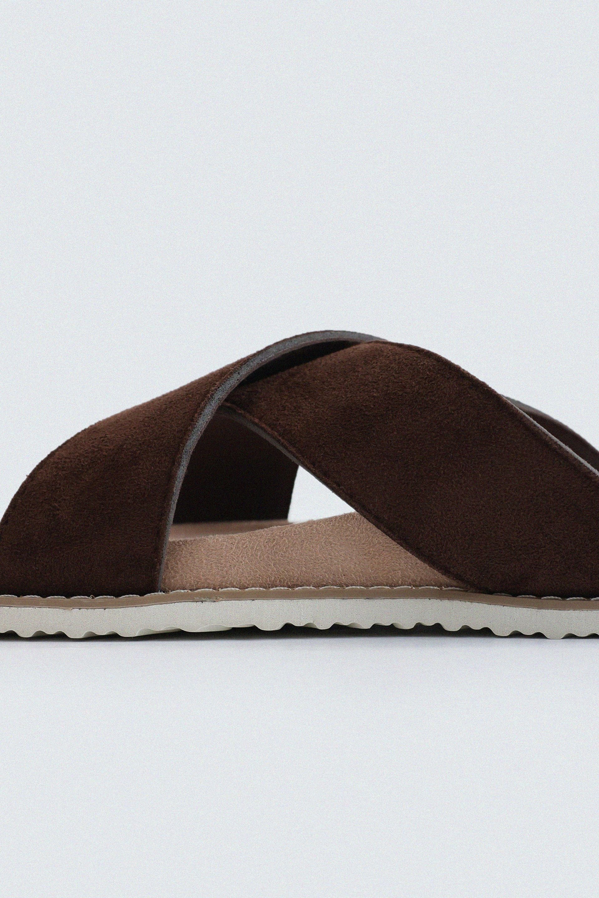 Suede Criss Cross Strap Flats - Image 3