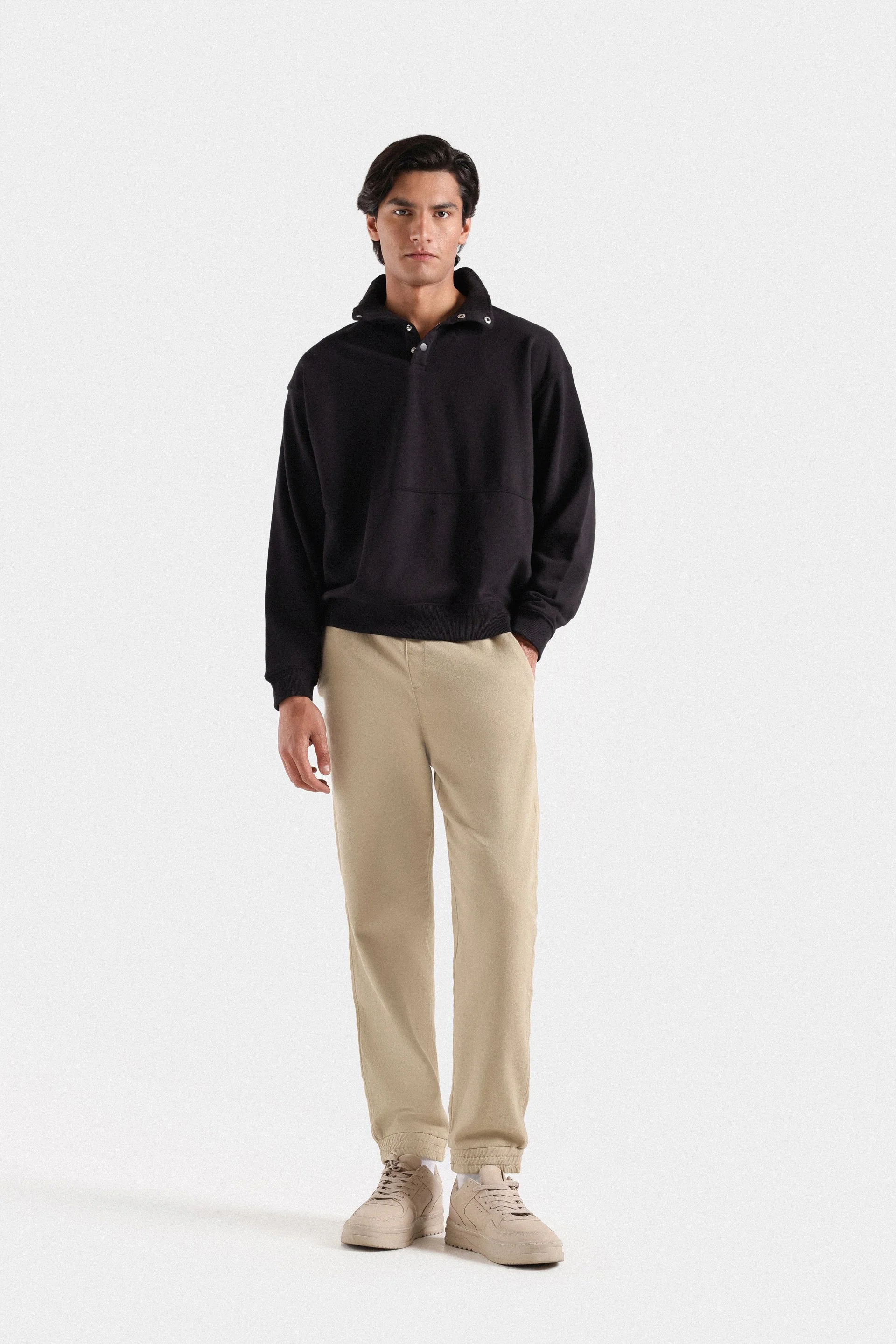 Buttoned Quarter Placket Sweatshirt - Image 7