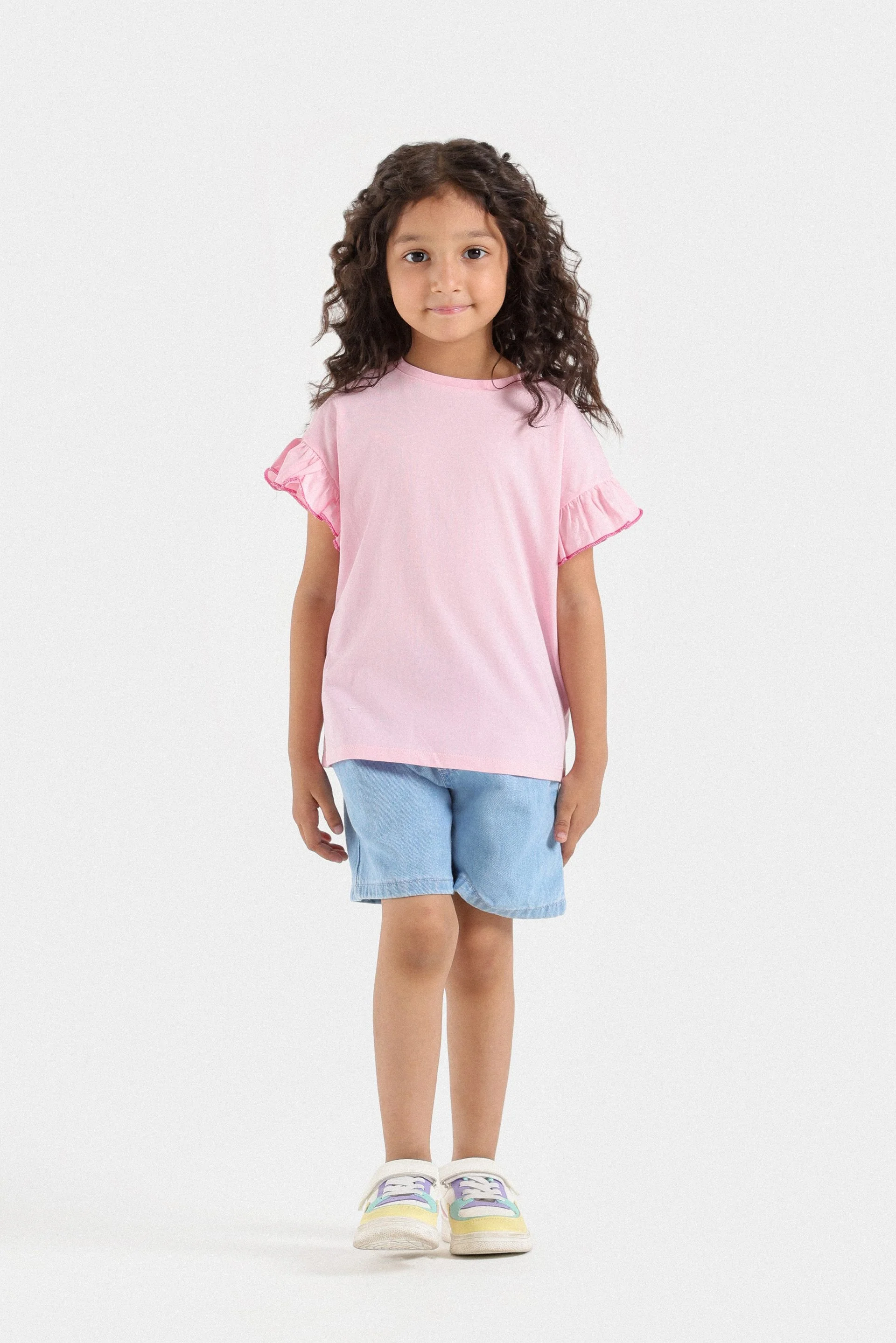 Cropped Basic T-Shirt With Frill Detail - Image 10