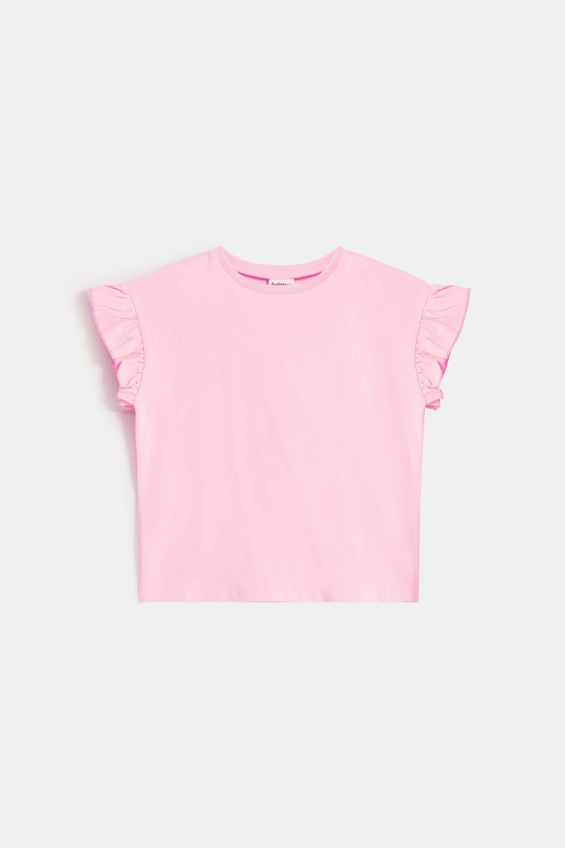 Cropped Basic T-Shirt With Frill Detail - Image 7