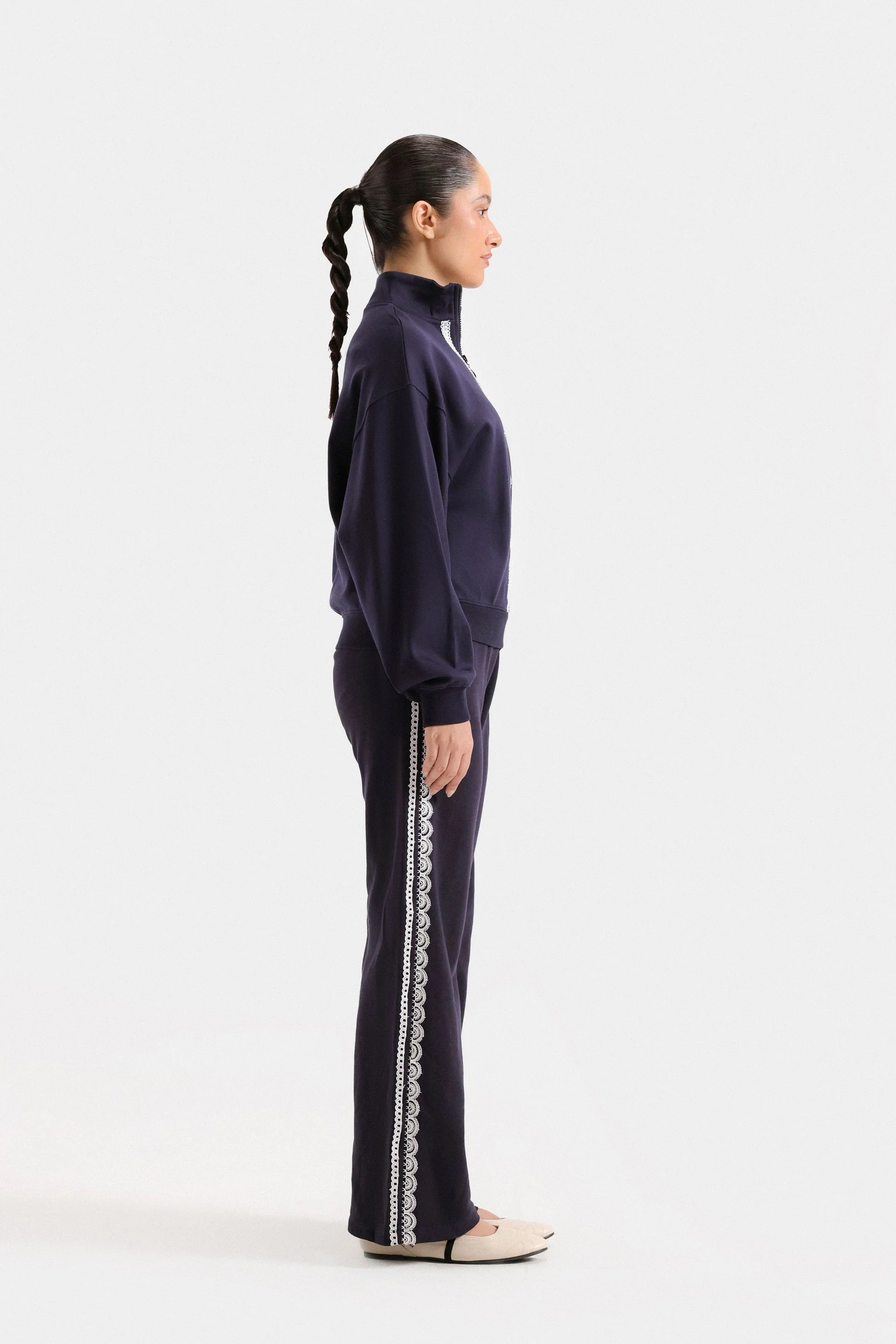Wide Leg Trousers With Lace Detail - Image 3