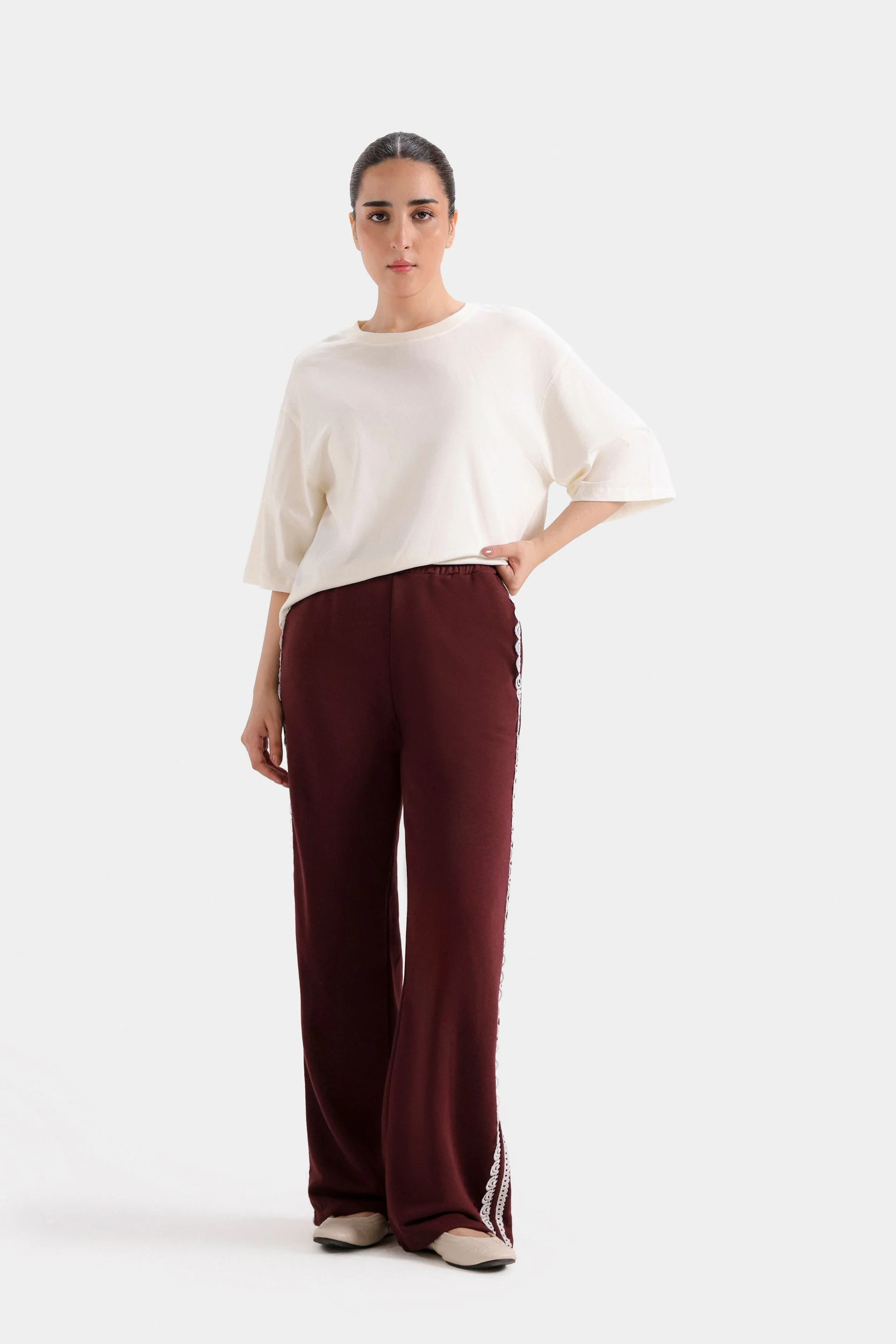 Wide Leg Trousers With Lace Detail - Image 8