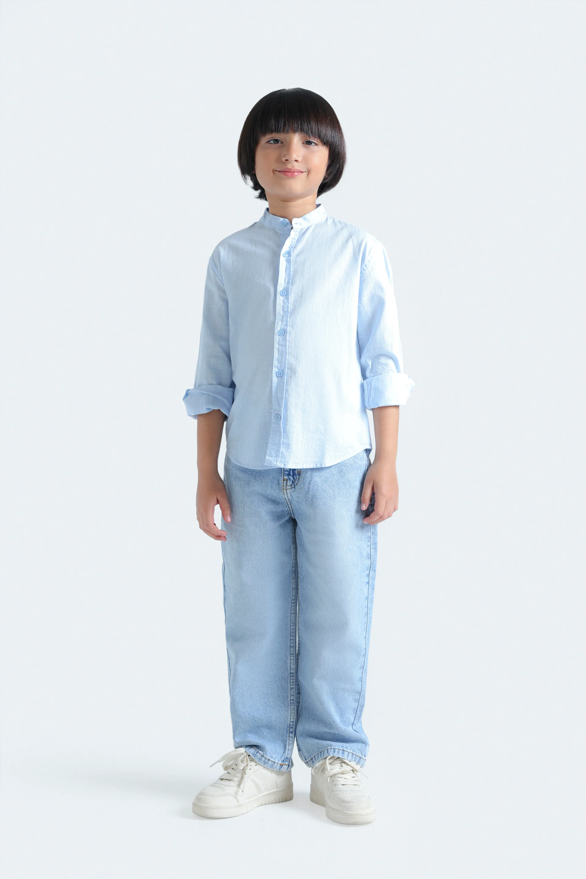 Textured Mandarin Collar Shirt - Image 13