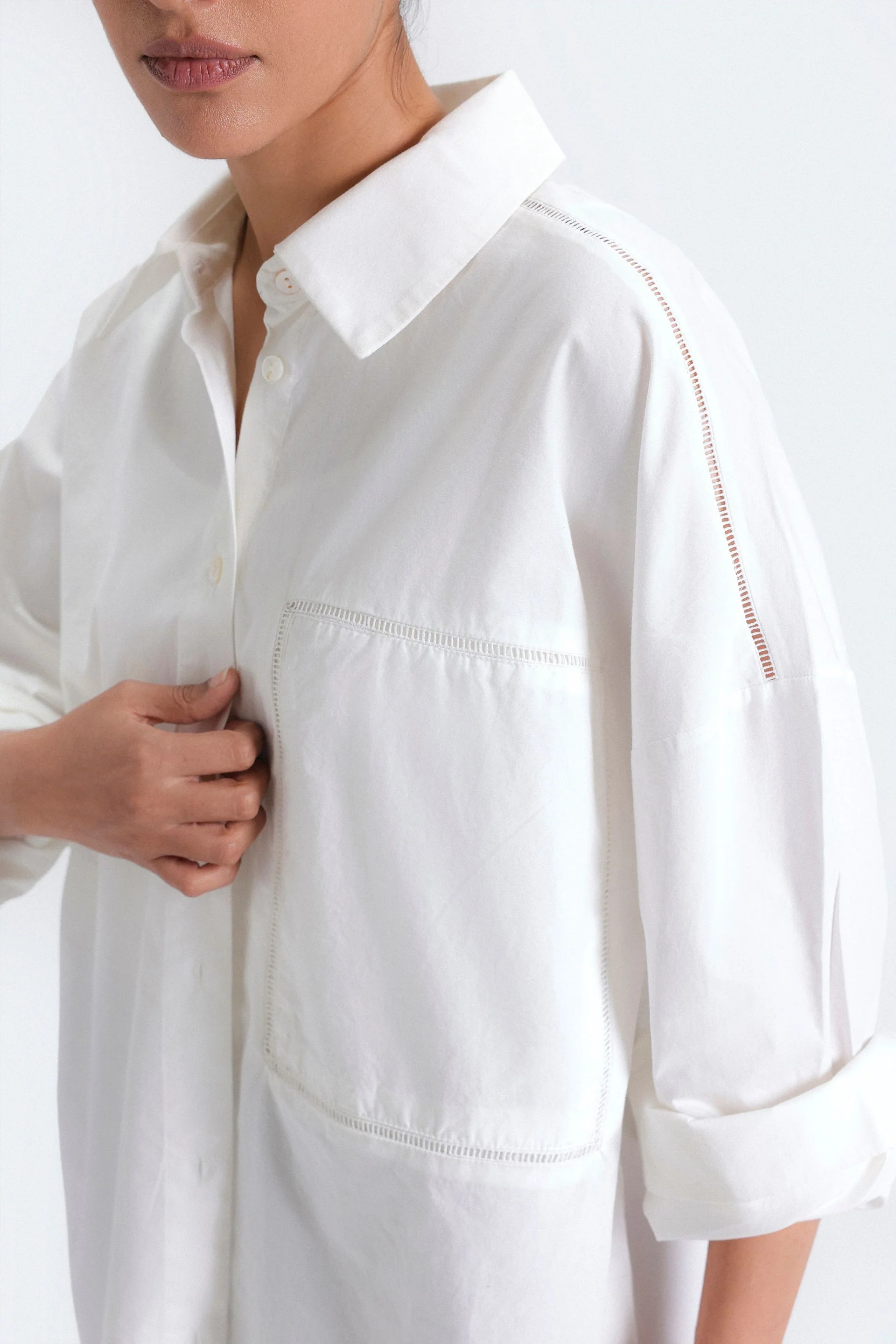 Button Up Shirt With Lace Detail - Image 3