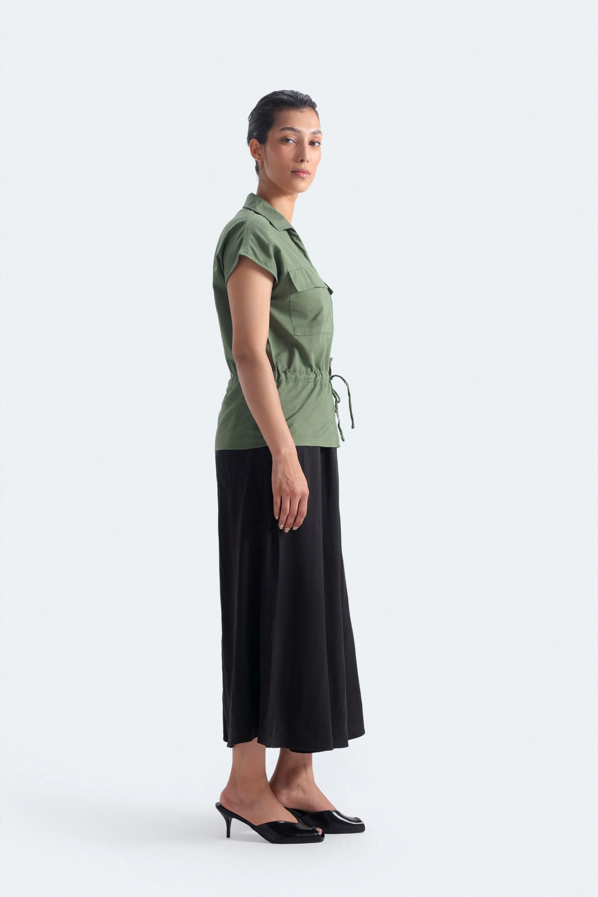 Cropped Extreme Wide Leg Trousers - Image 3