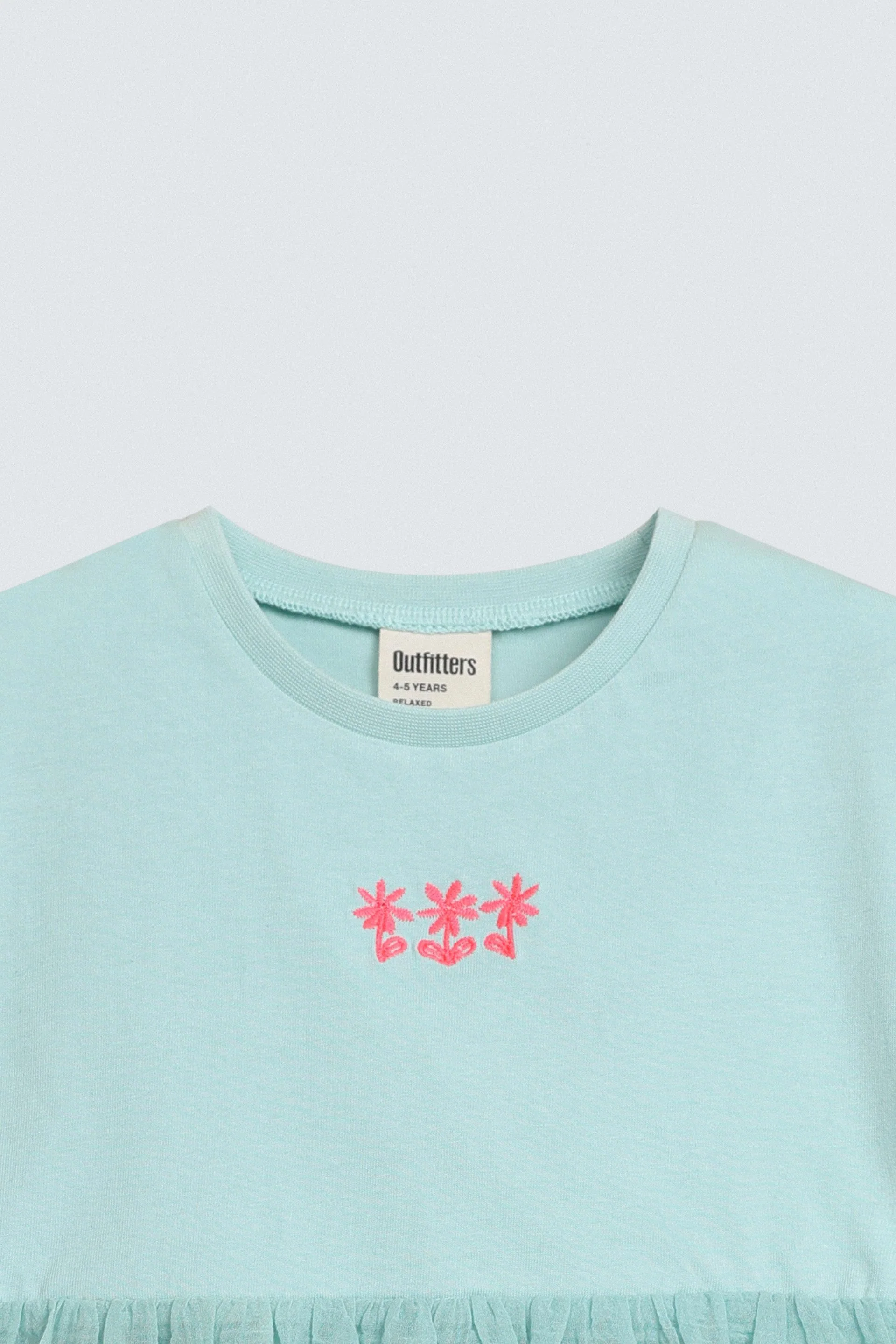 Embroidered Ruffle Hem T-Shirt - Image 2