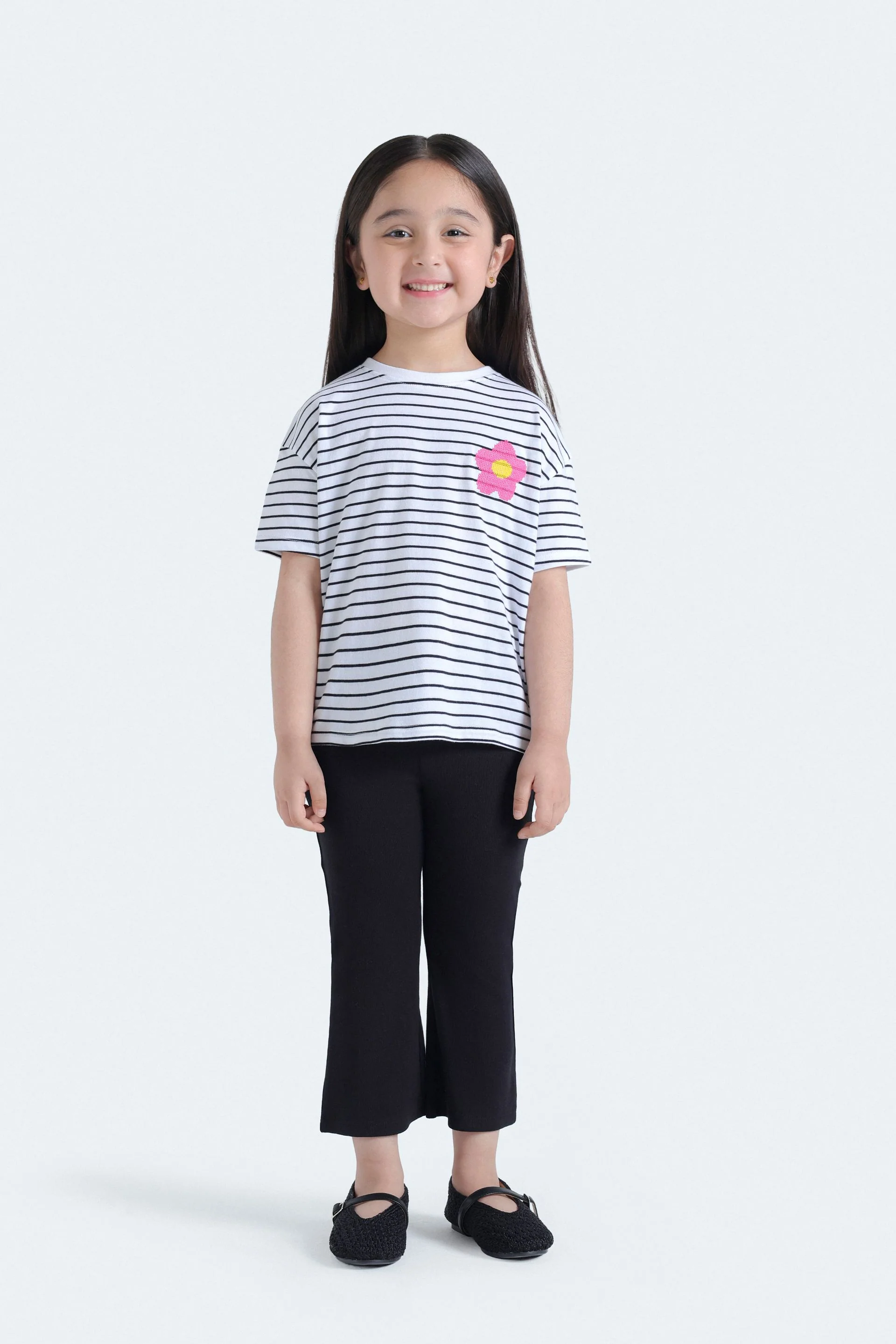 Cropped Stripped T-Shirt With Crochet Detail - Image 4