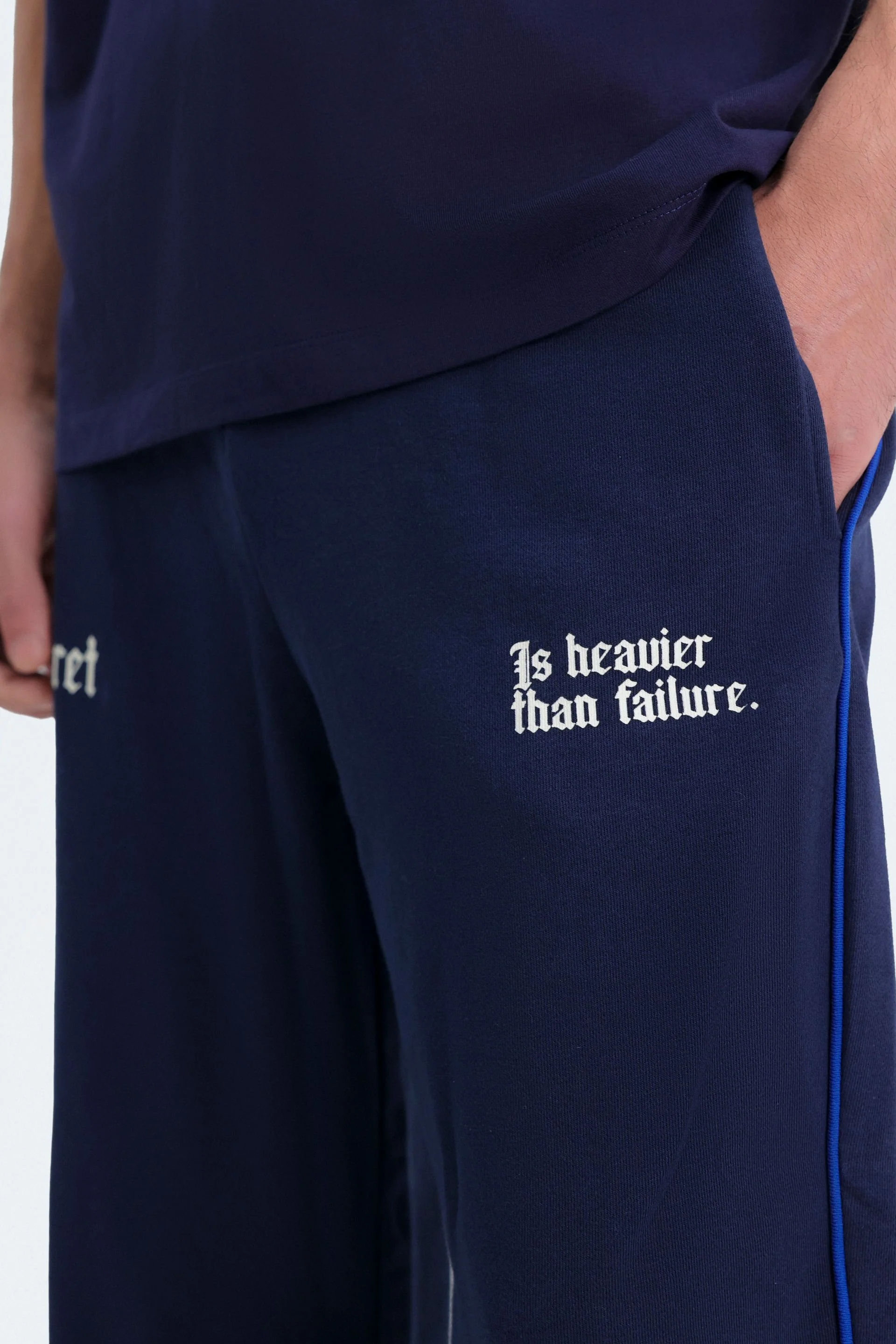 Slogan Print Trousers With Piping Detail - Image 2