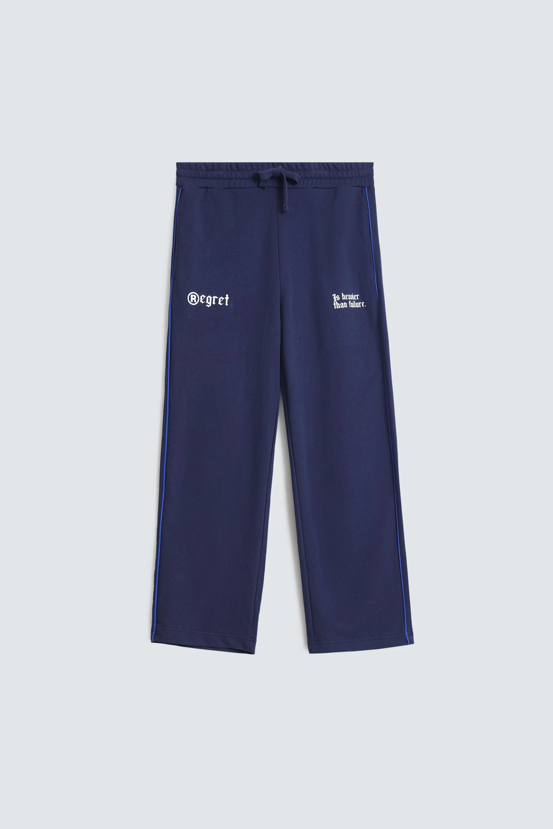 Slogan Print Trousers With Piping Detail - Image 5