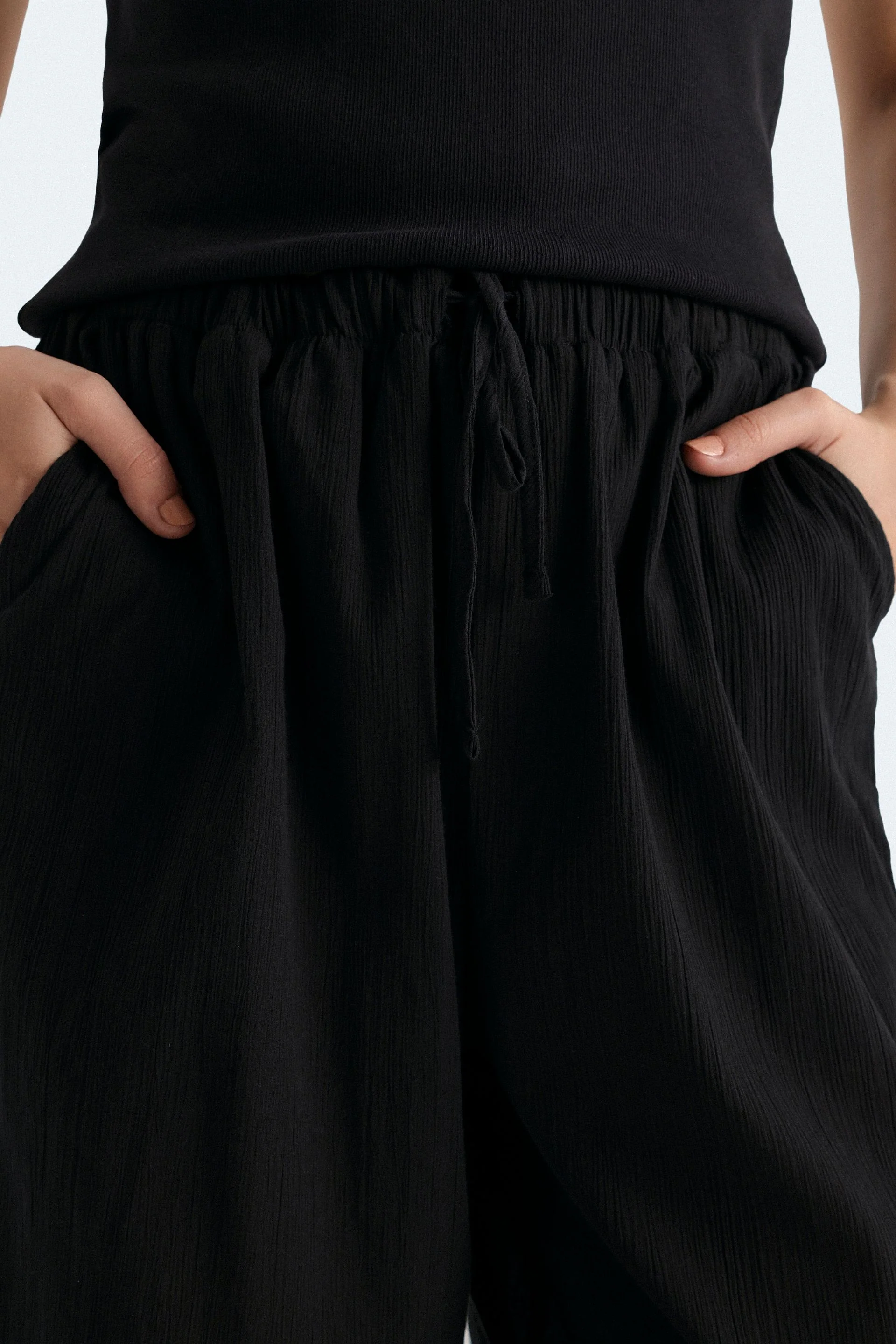 Creased-Effect Wide Leg Trousers - Image 2
