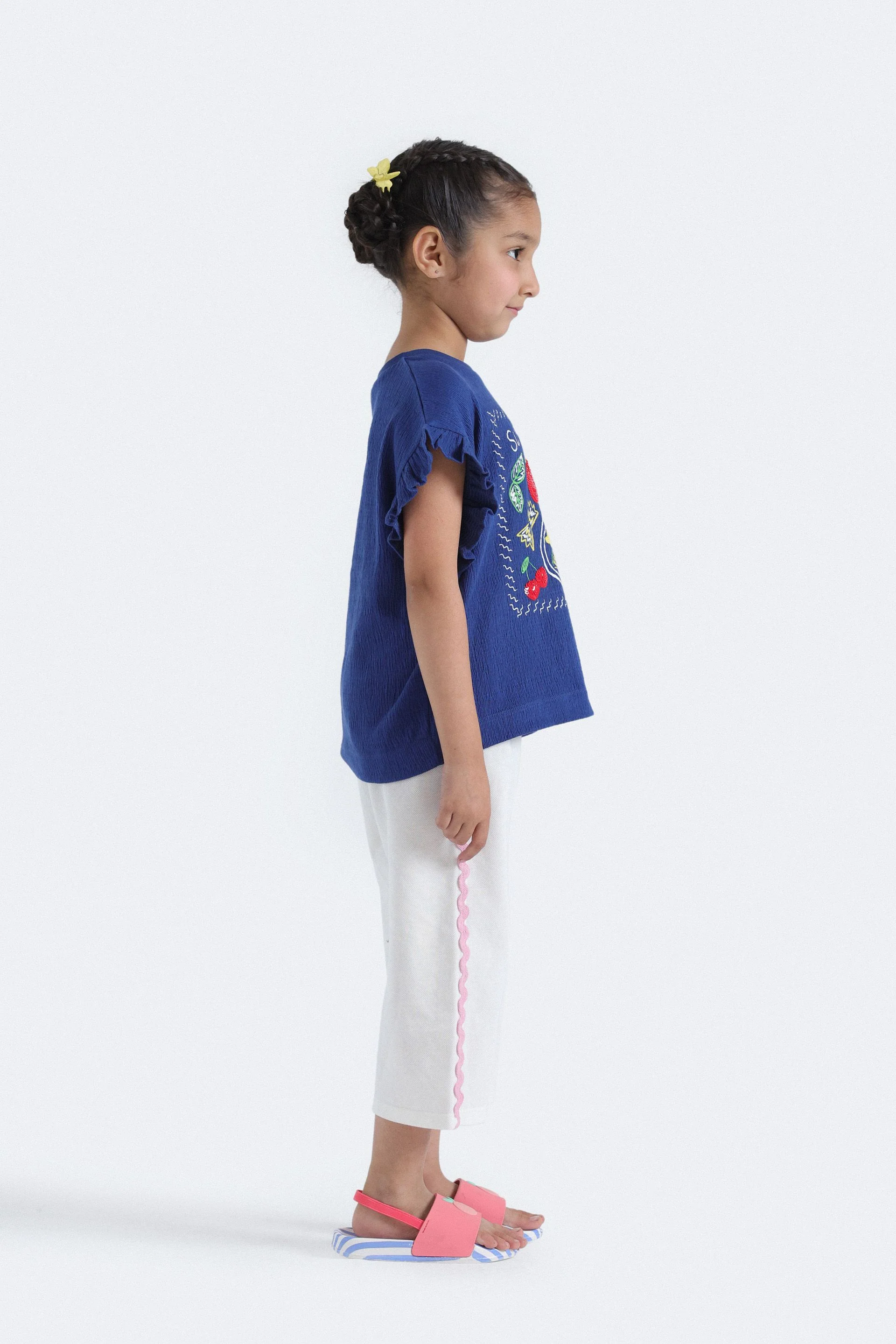 Embroidered T-Shirt With Ruffle Detail - Image 5