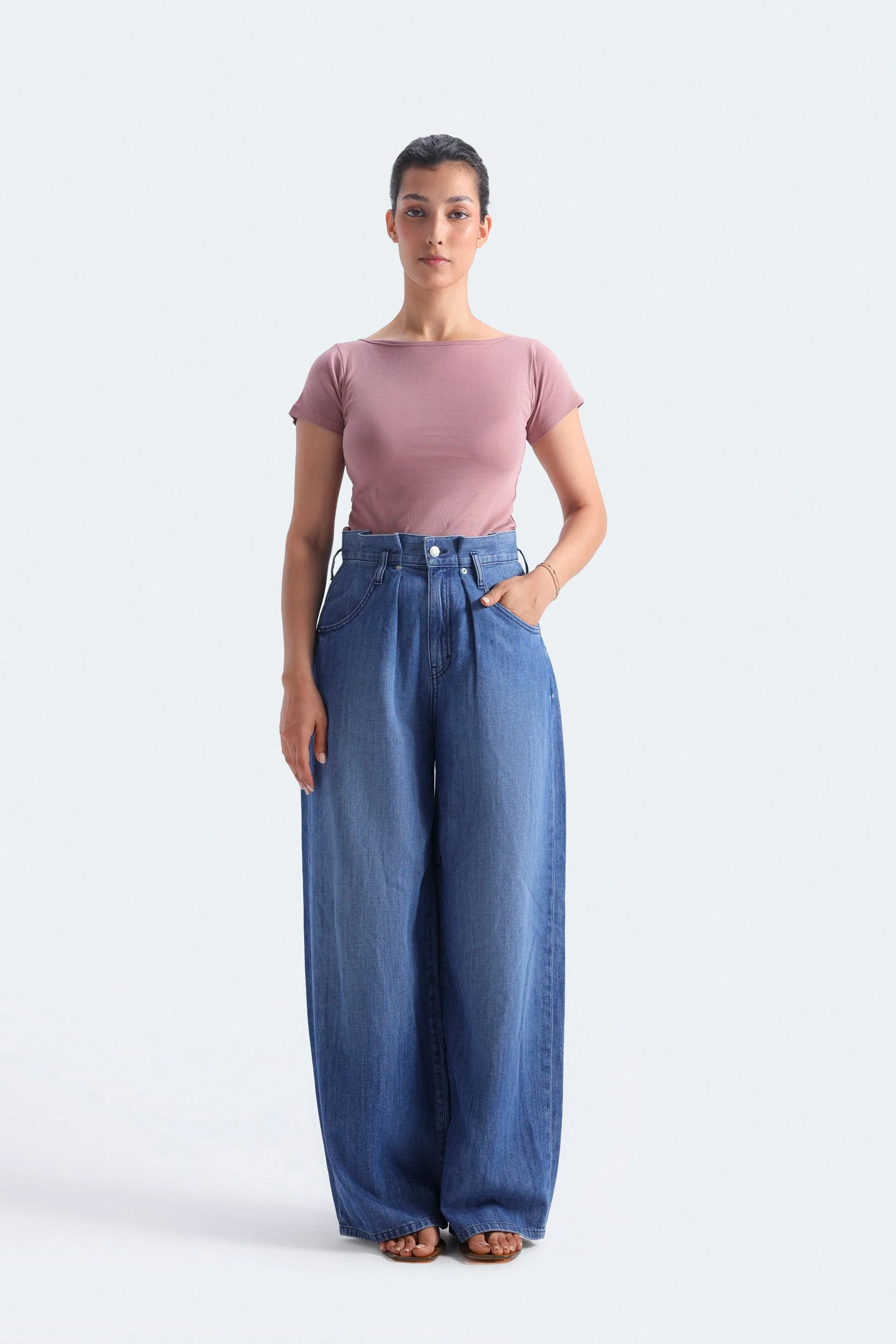 High-Waist Paper Bag Jeans