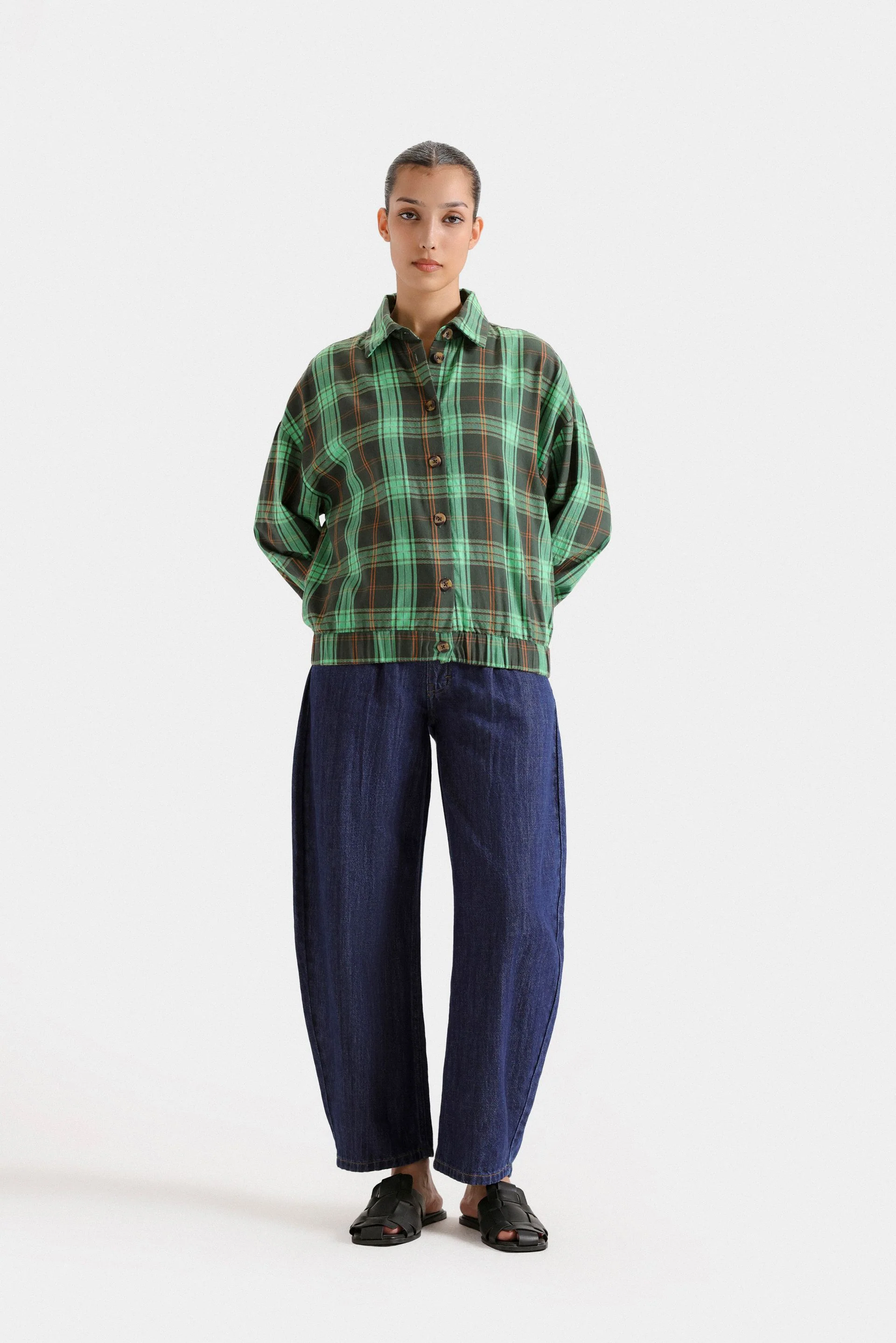Cropped Checkered Shirt