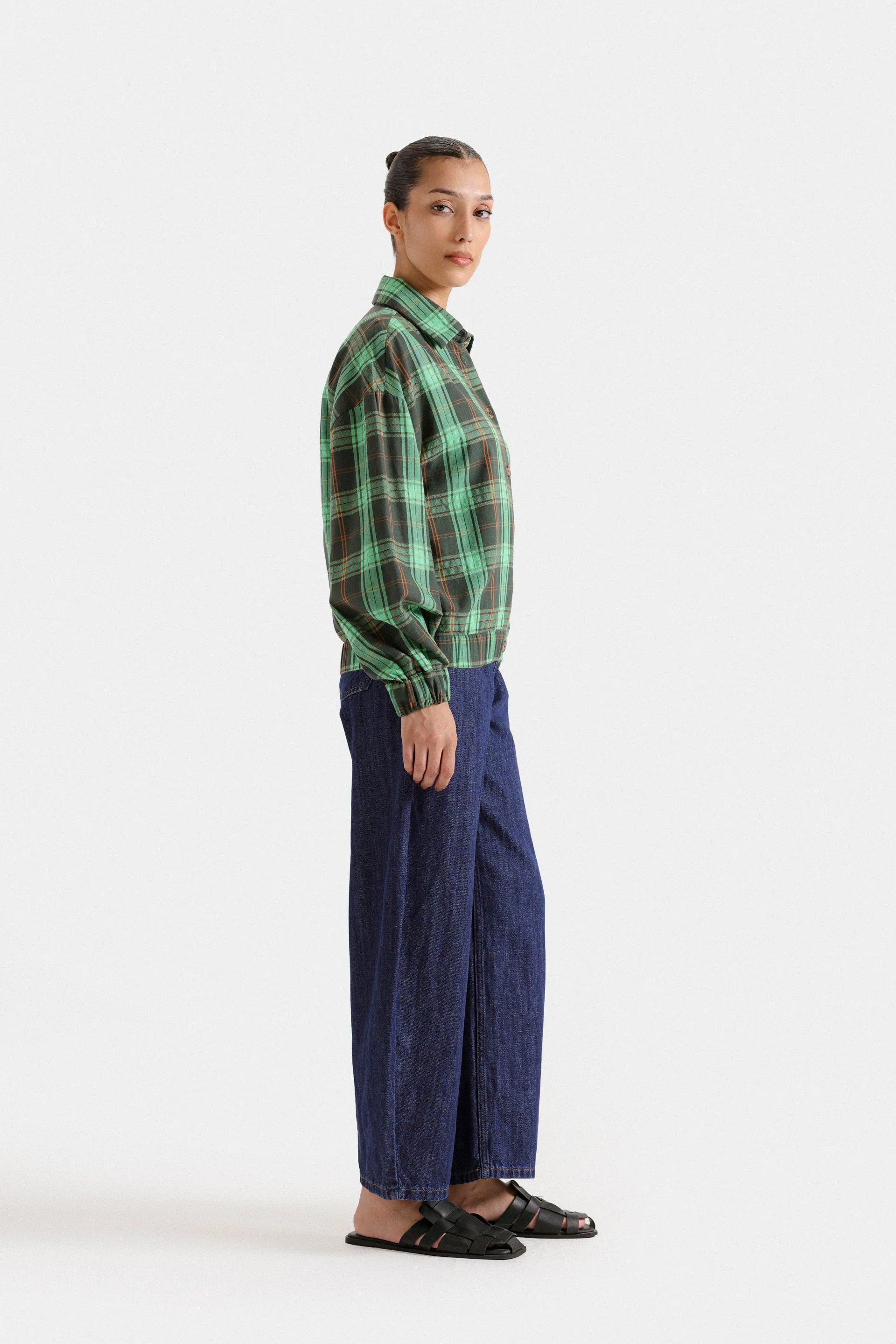 Cropped Checkered Shirt - Image 3
