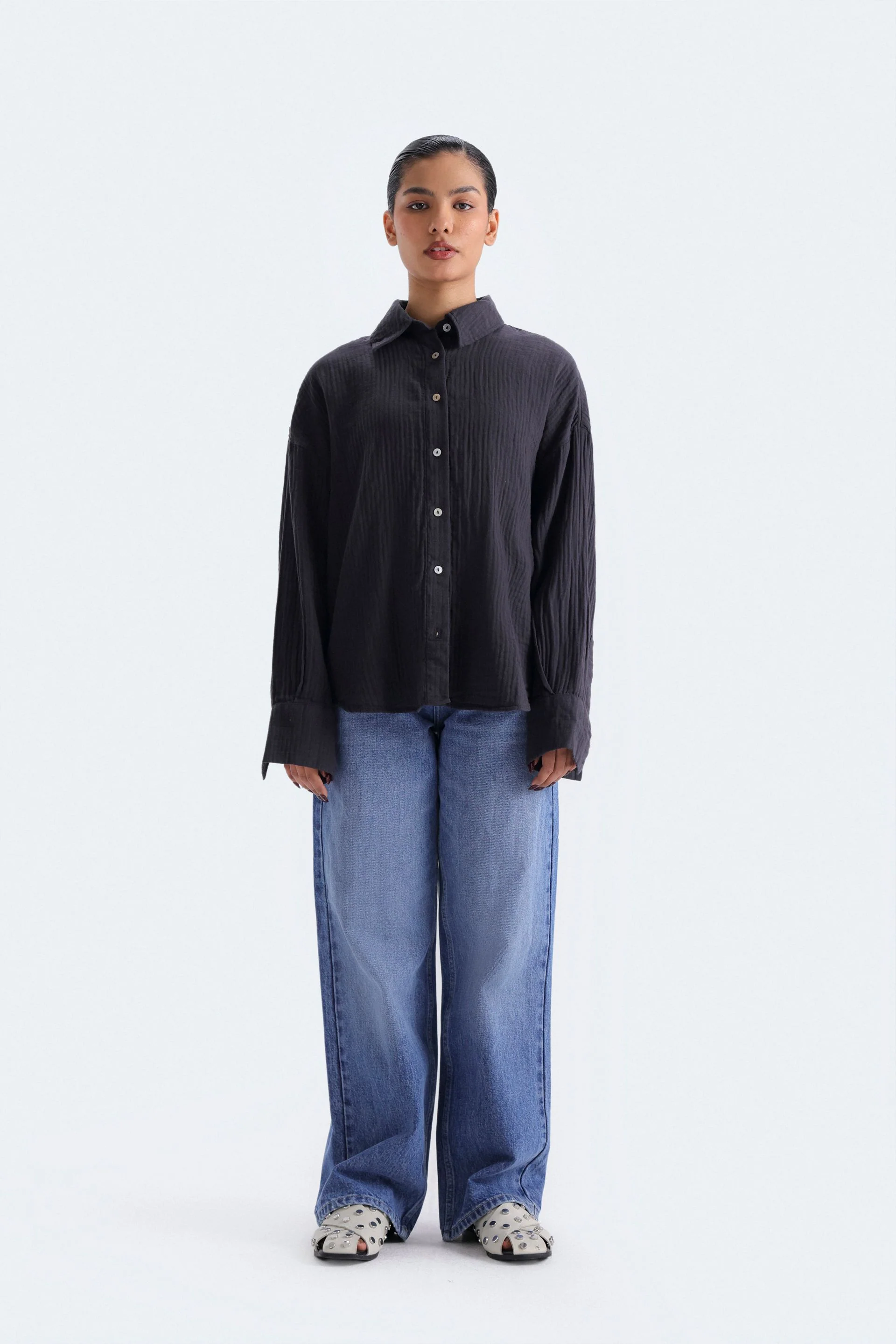 Textured Button-Up Shirt