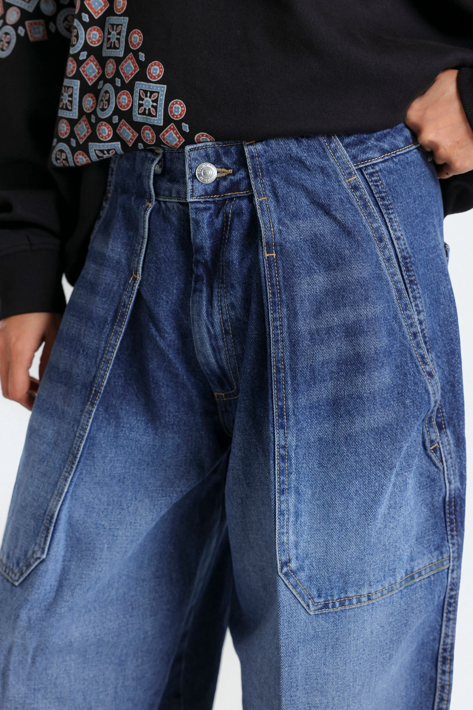 Wide Leg Pleated Jeans - Image 2