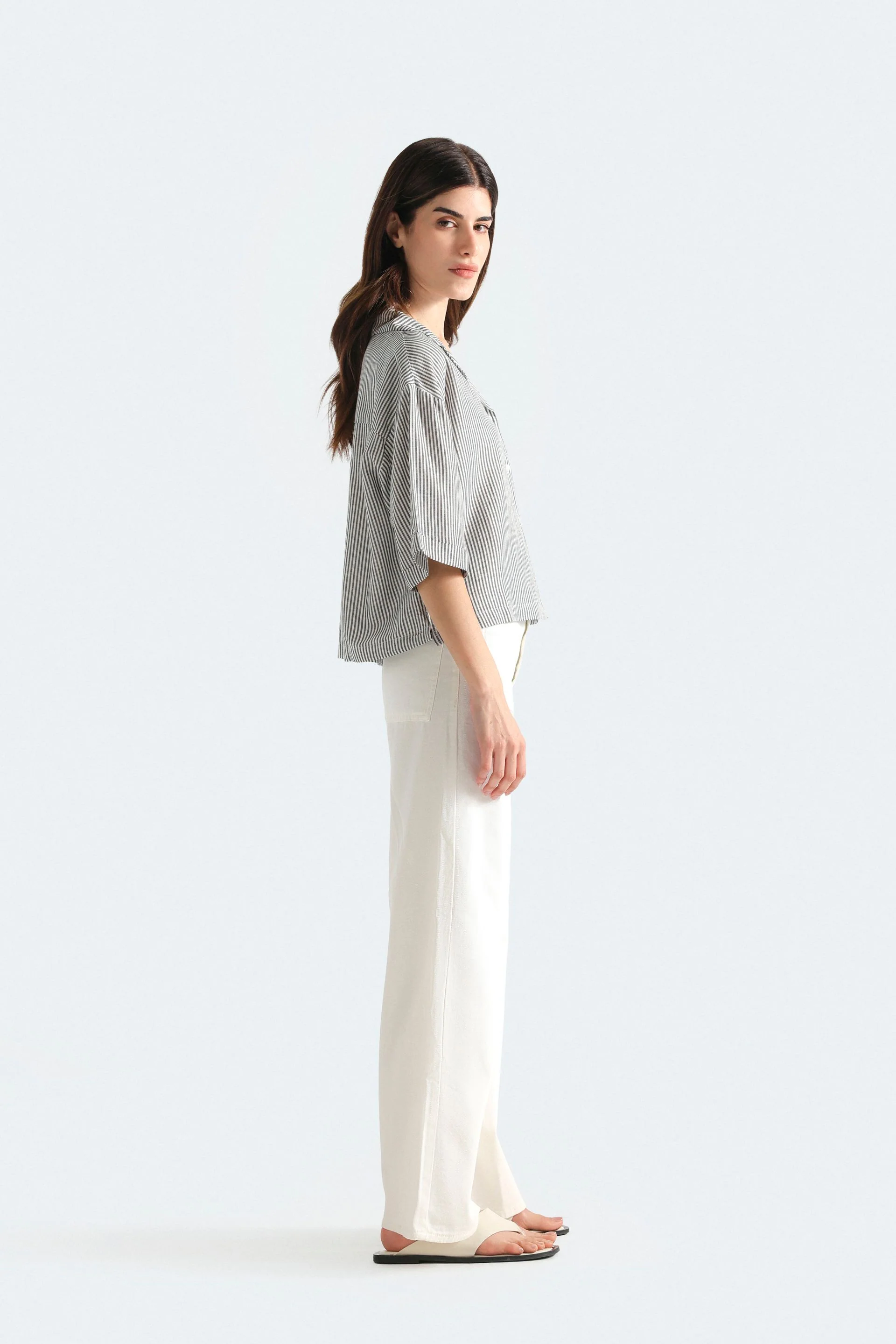 Super Cropped Striped Shirt - Image 3