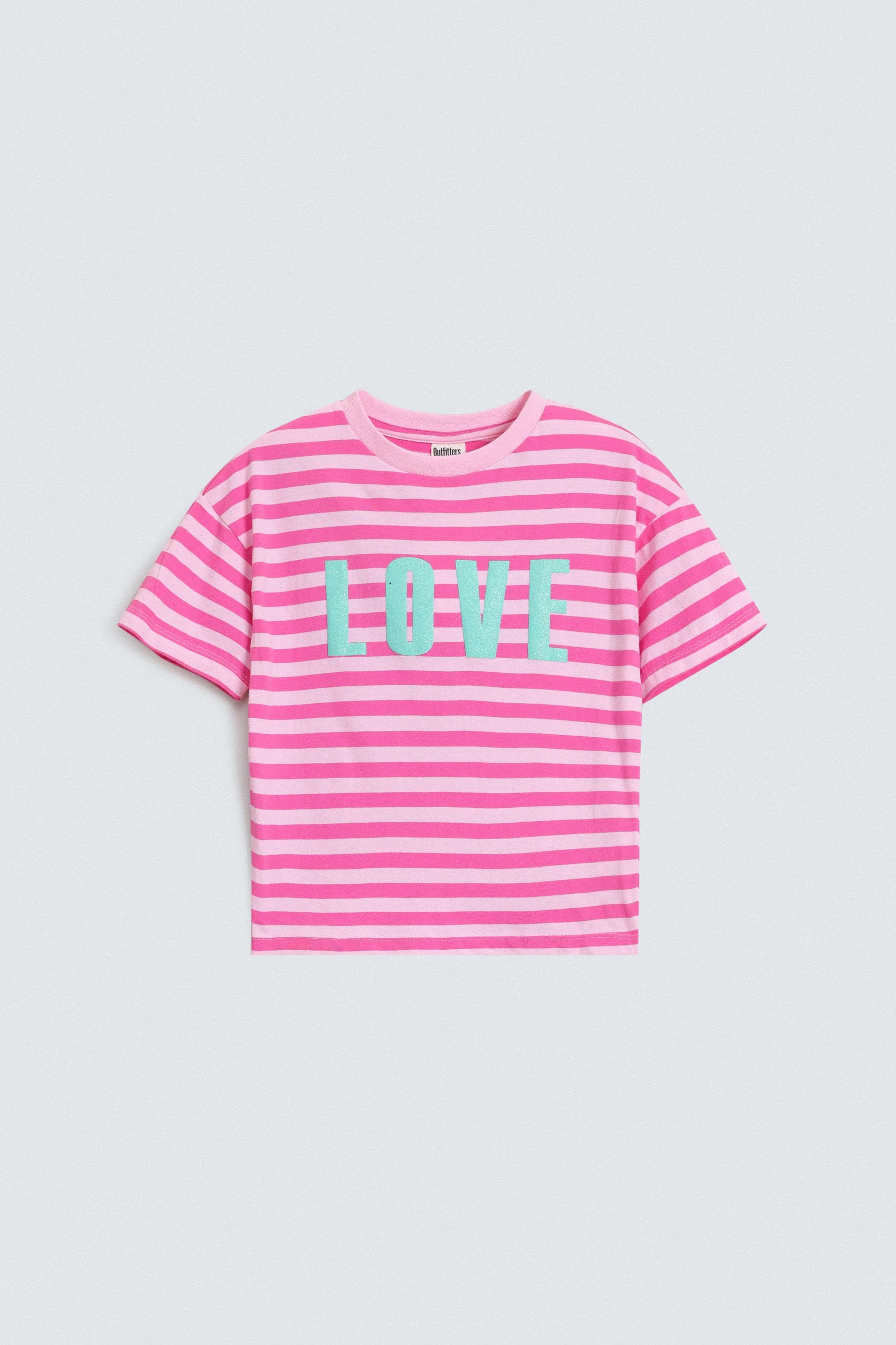 Striped Slogan Print T-Shirt