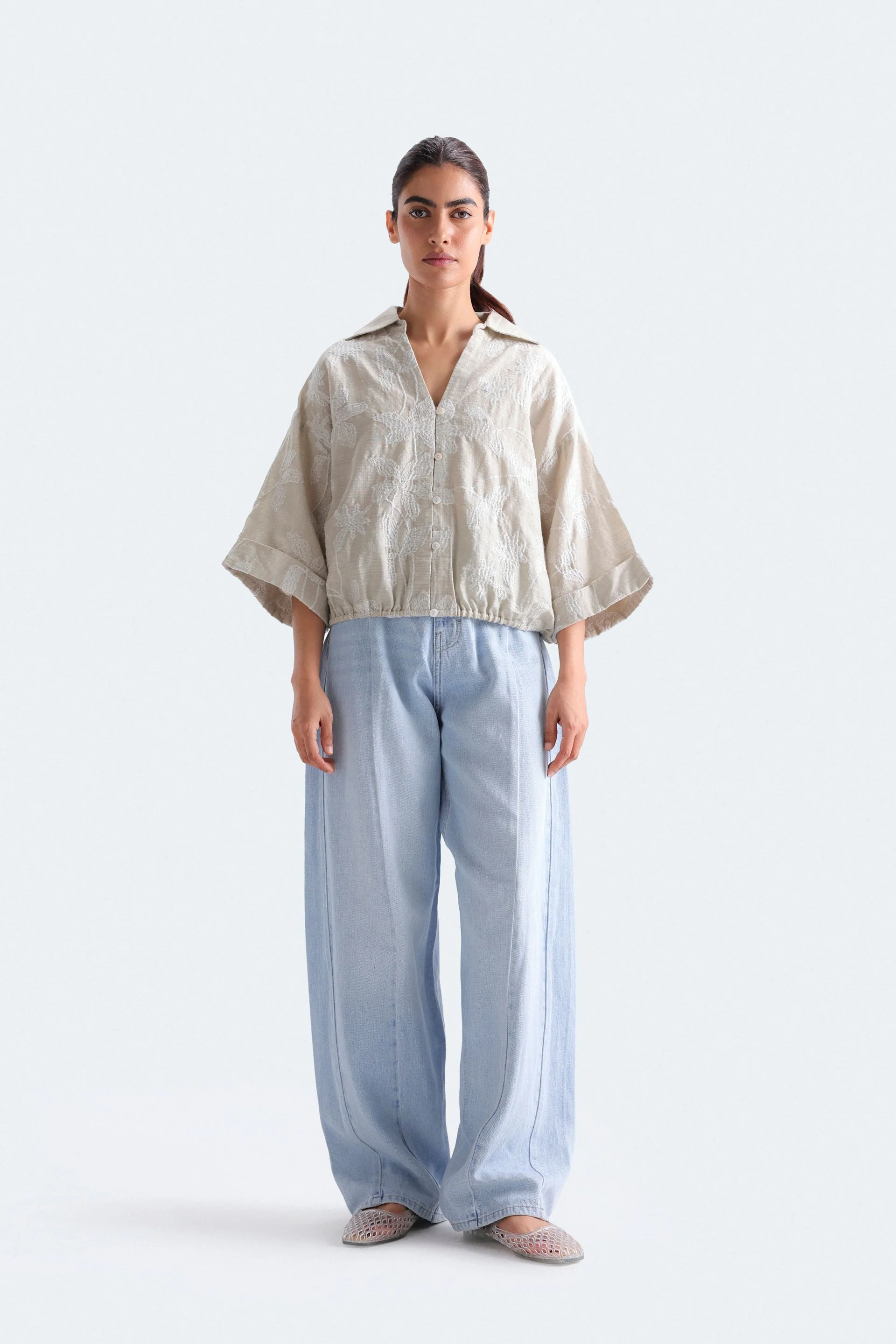 Cropped Embroidered Blouse