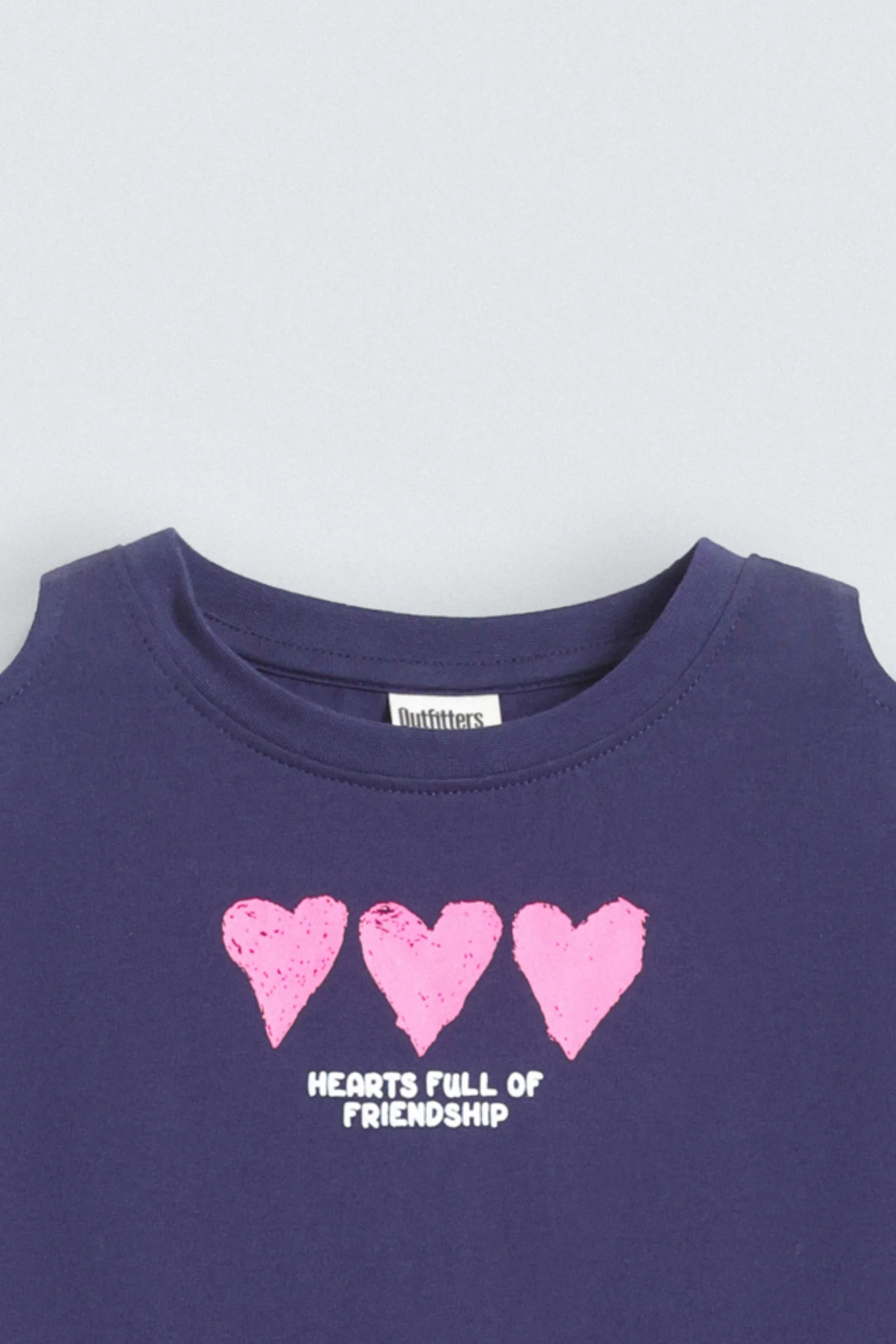 Cropped Slogan Print T-Shirt With Cutout Detail - Image 2