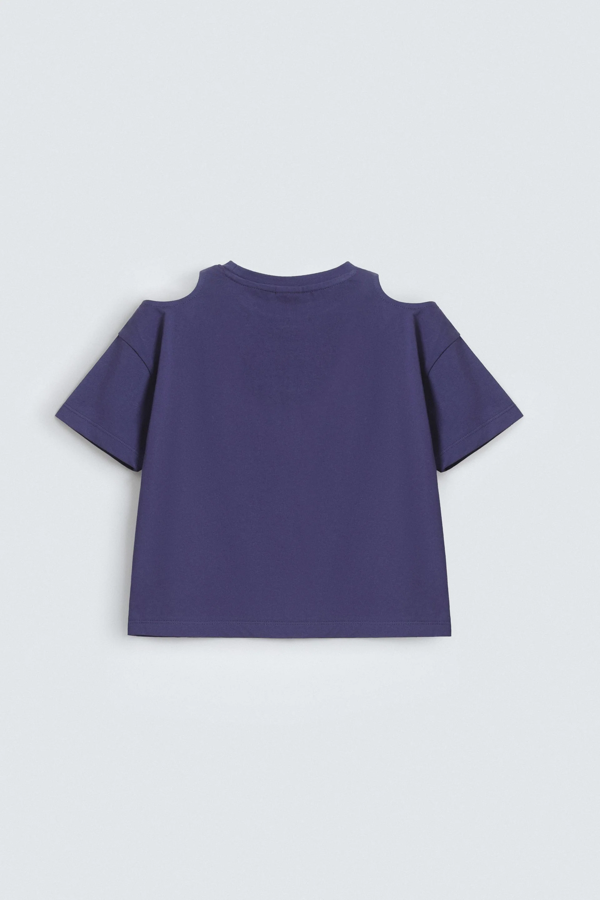 Cropped Slogan Print T-Shirt With Cutout Detail - Image 3