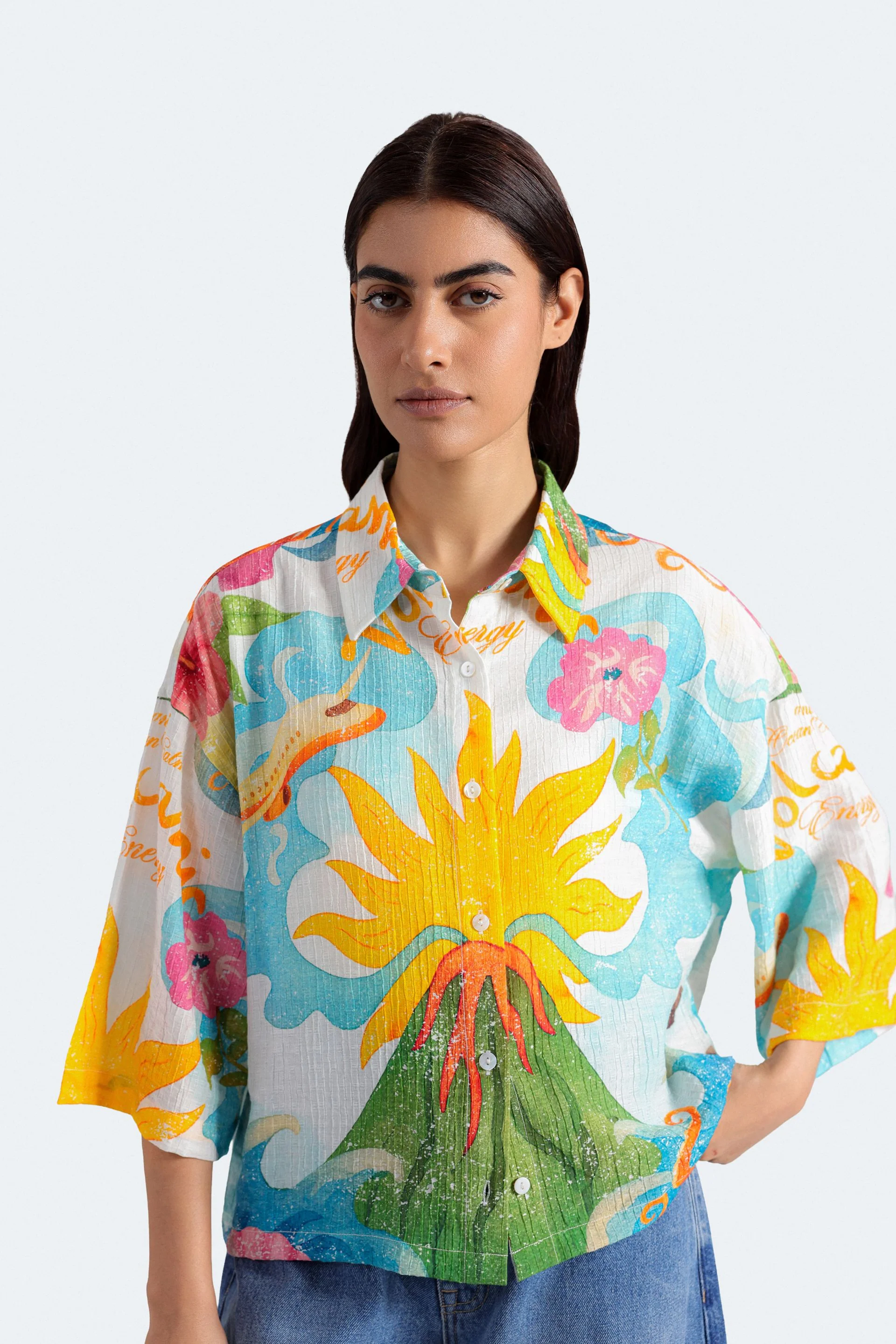 Cropped All-Over Print Shirt - Image 2