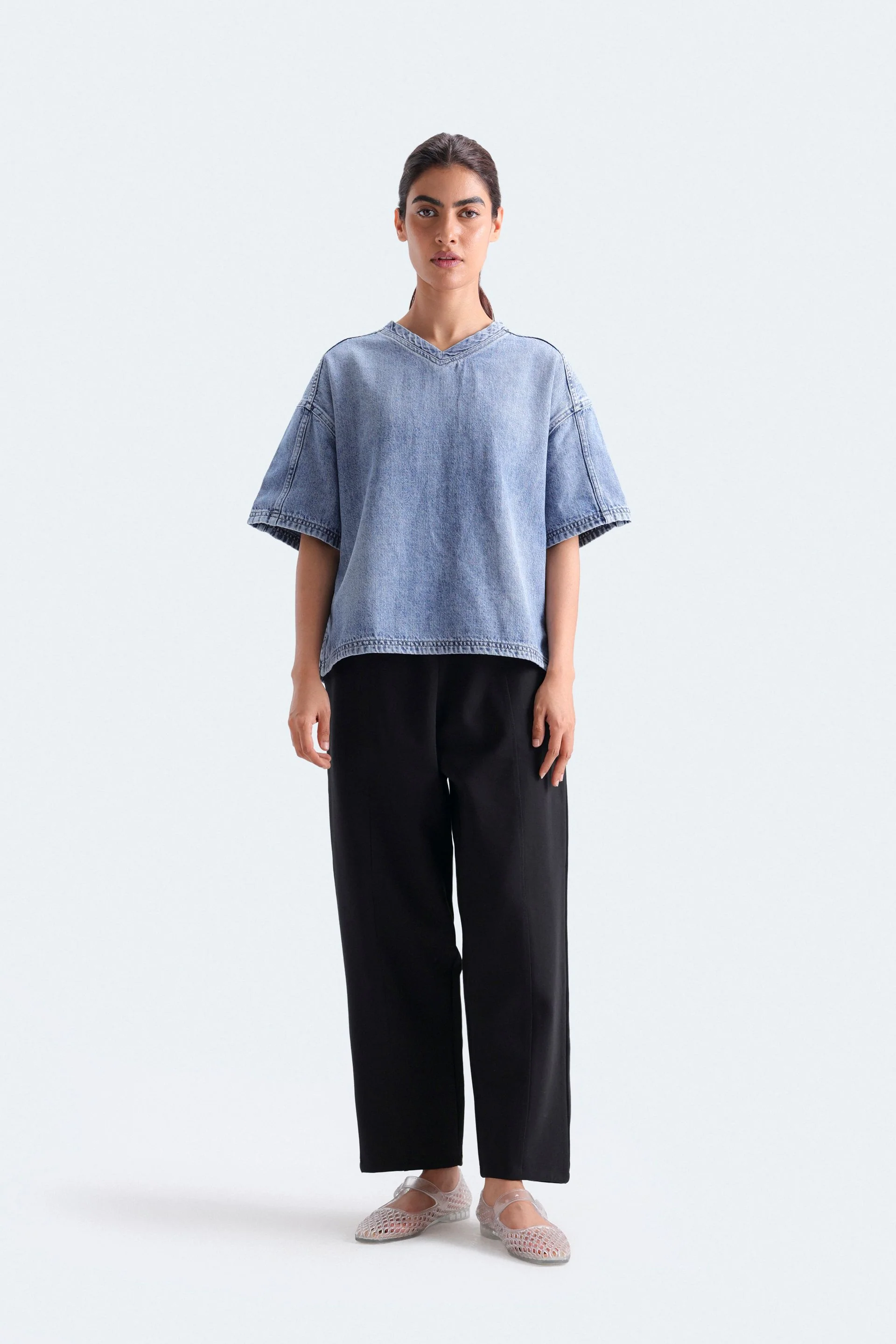 Super Cropped Denim Shirt