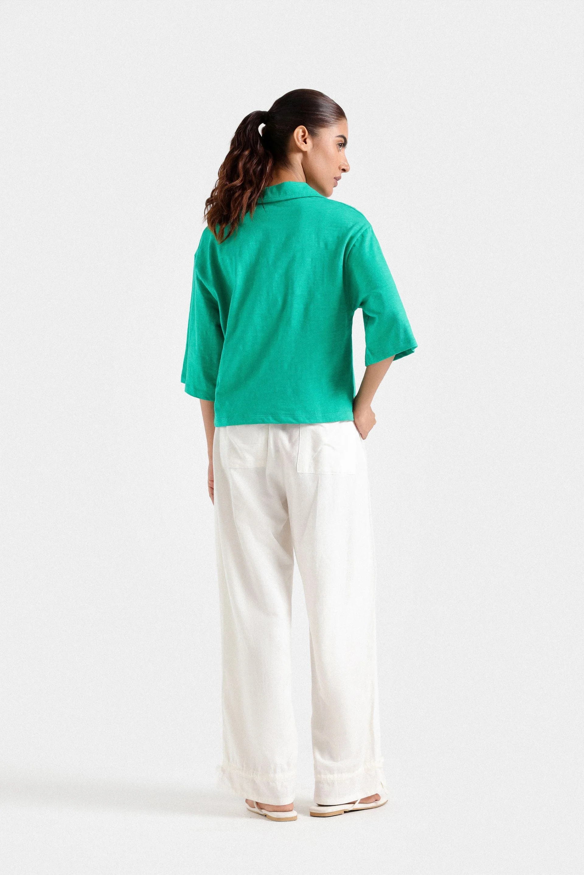 Basic Cropped Polo Shirt - Image 4