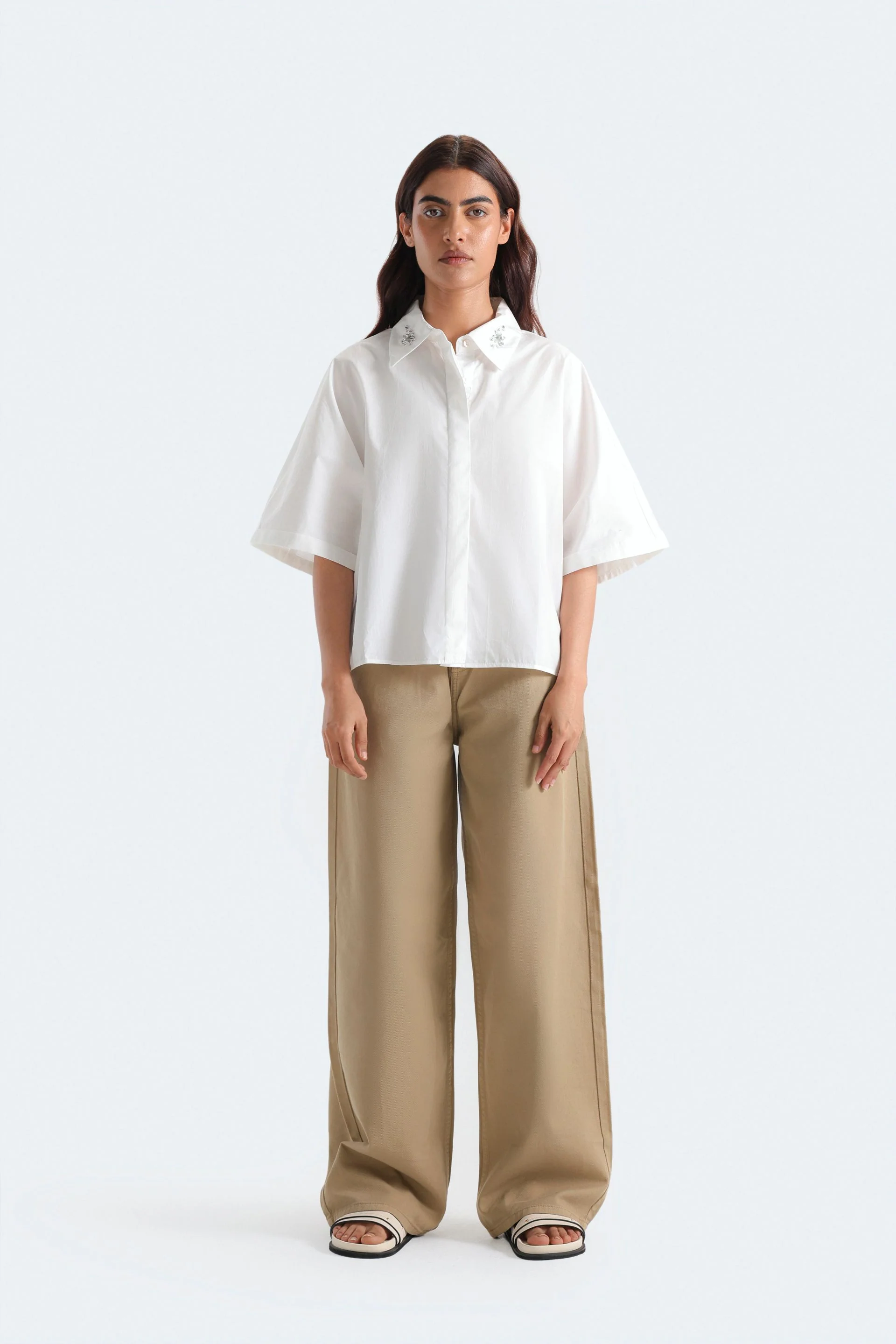 Cropped Embellished Shirt