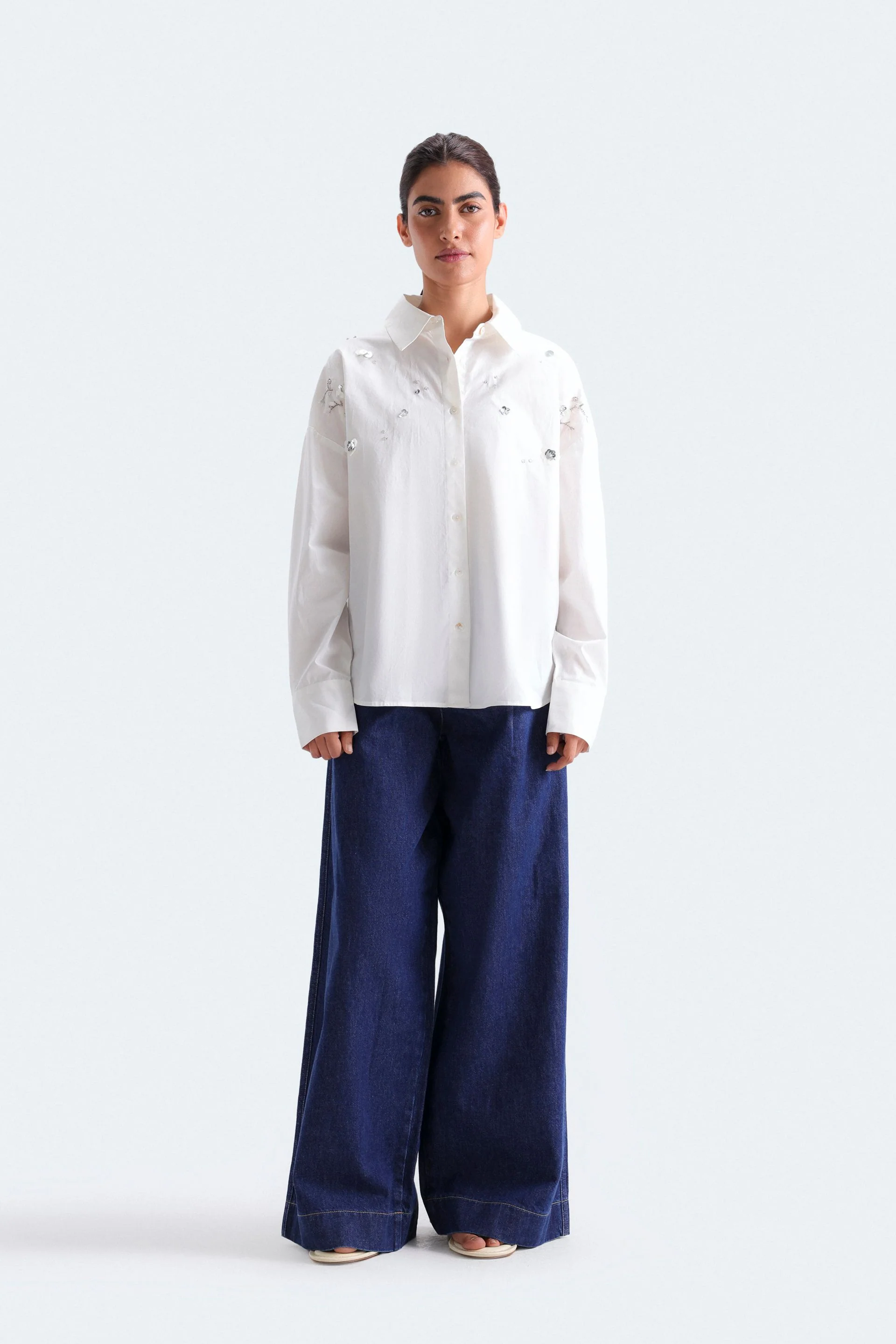 Cropped Embellished Shirt