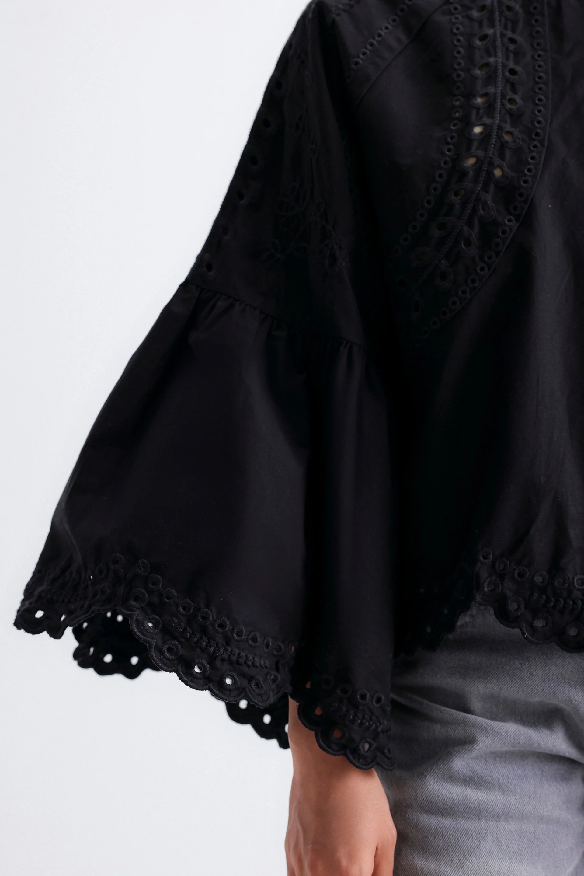Cropped Embroidered Schiffli Blouse - Image 4