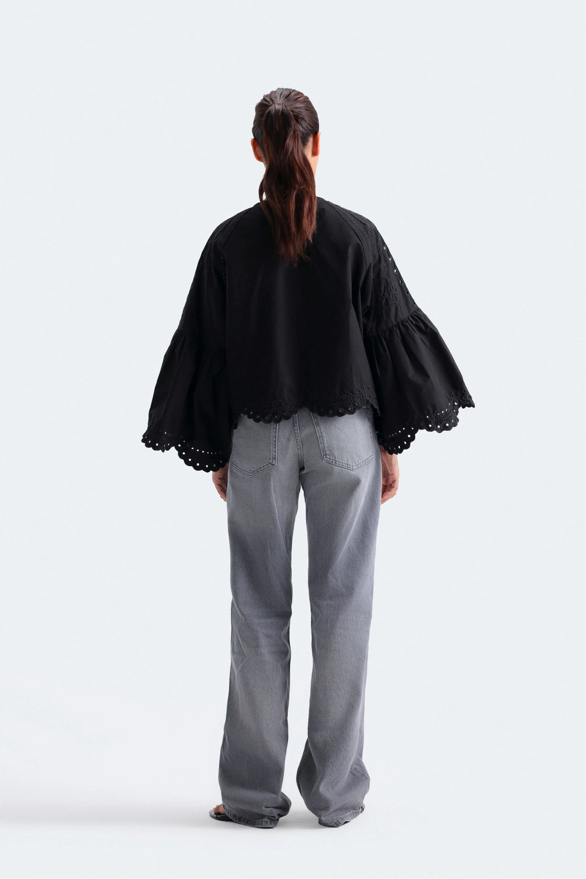 Cropped Embroidered Schiffli Blouse - Image 5