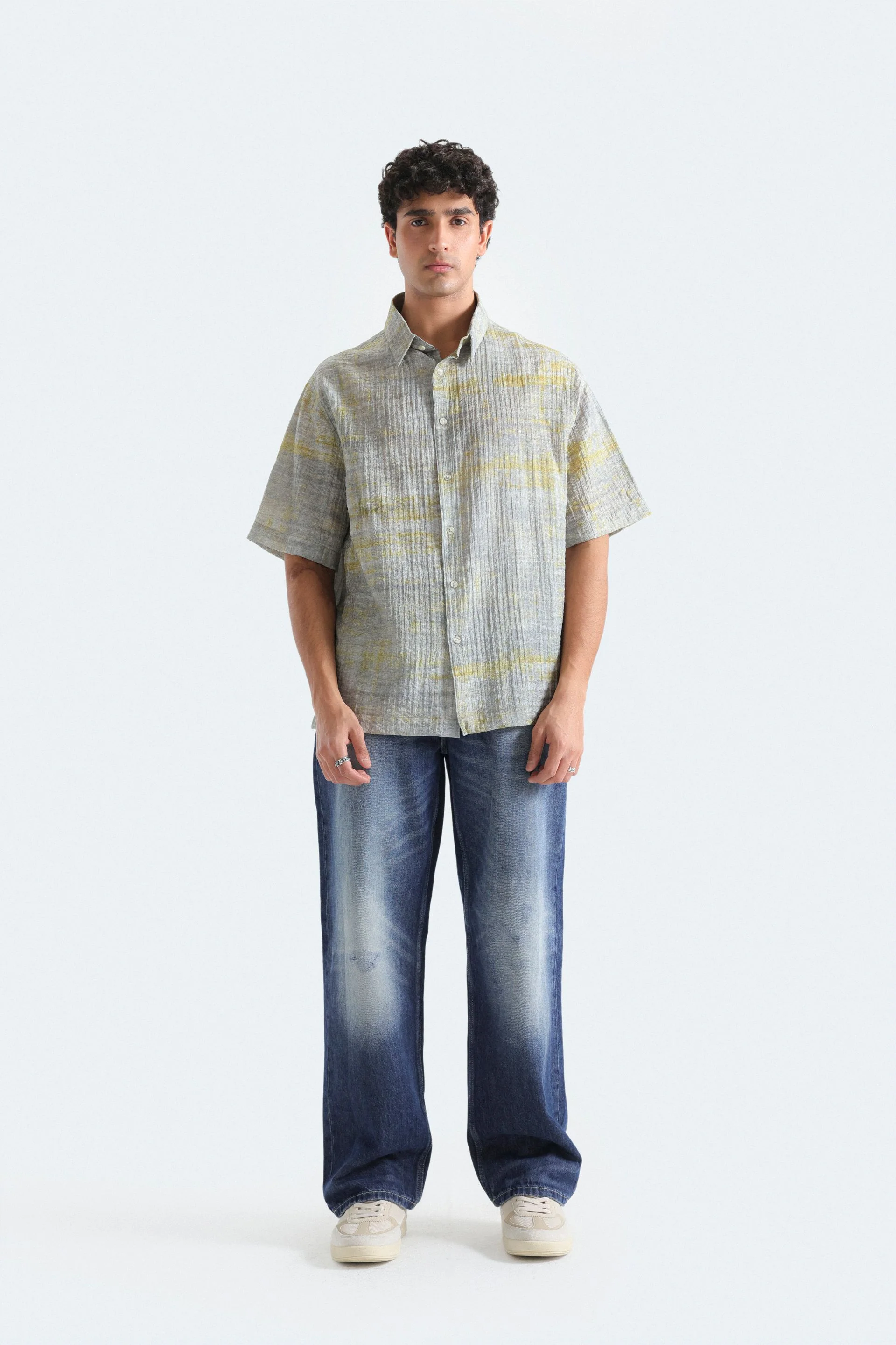 All-Over Print Textured Shirt