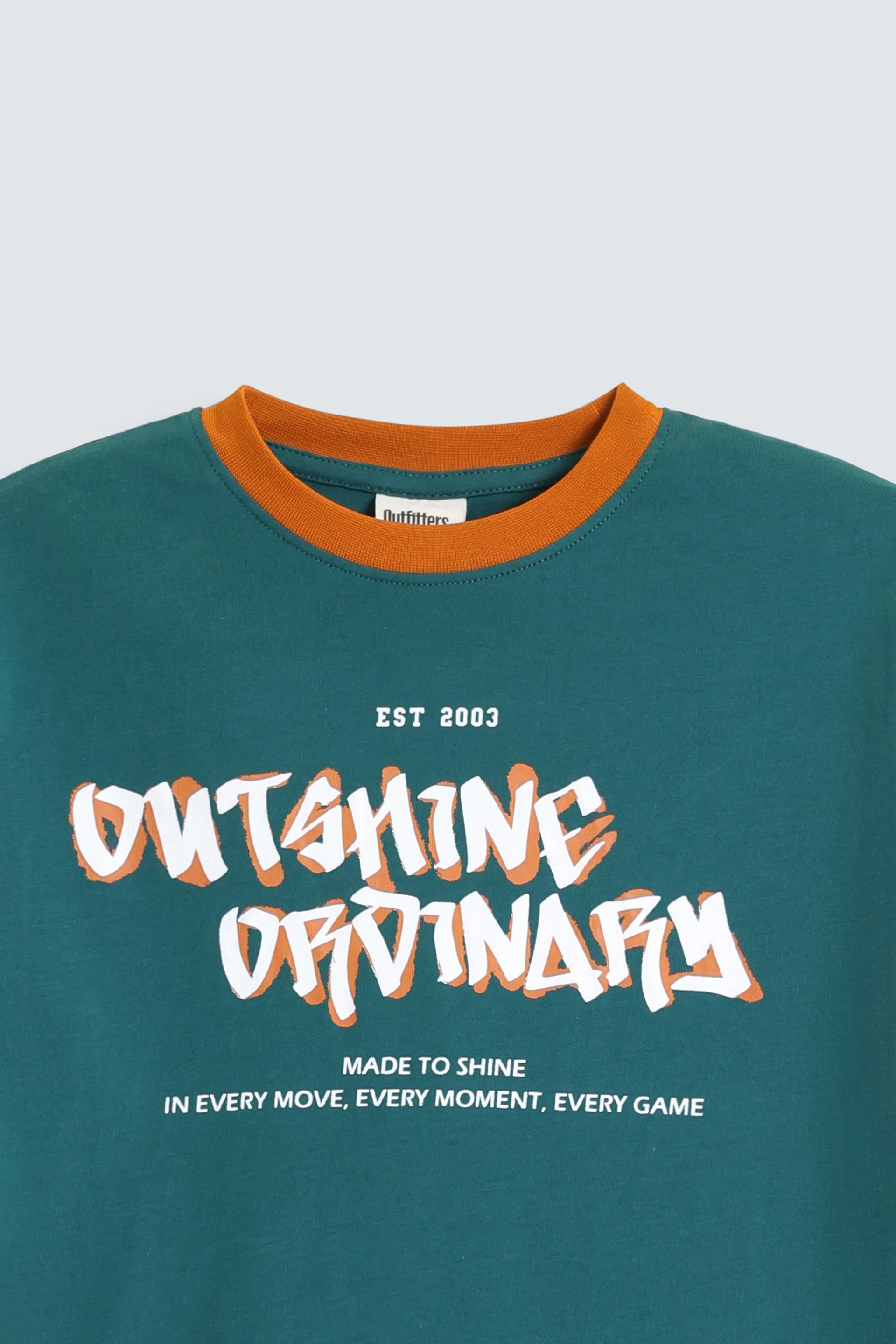 Slogan Print With Contrast Ringer T-Shirt - Image 2