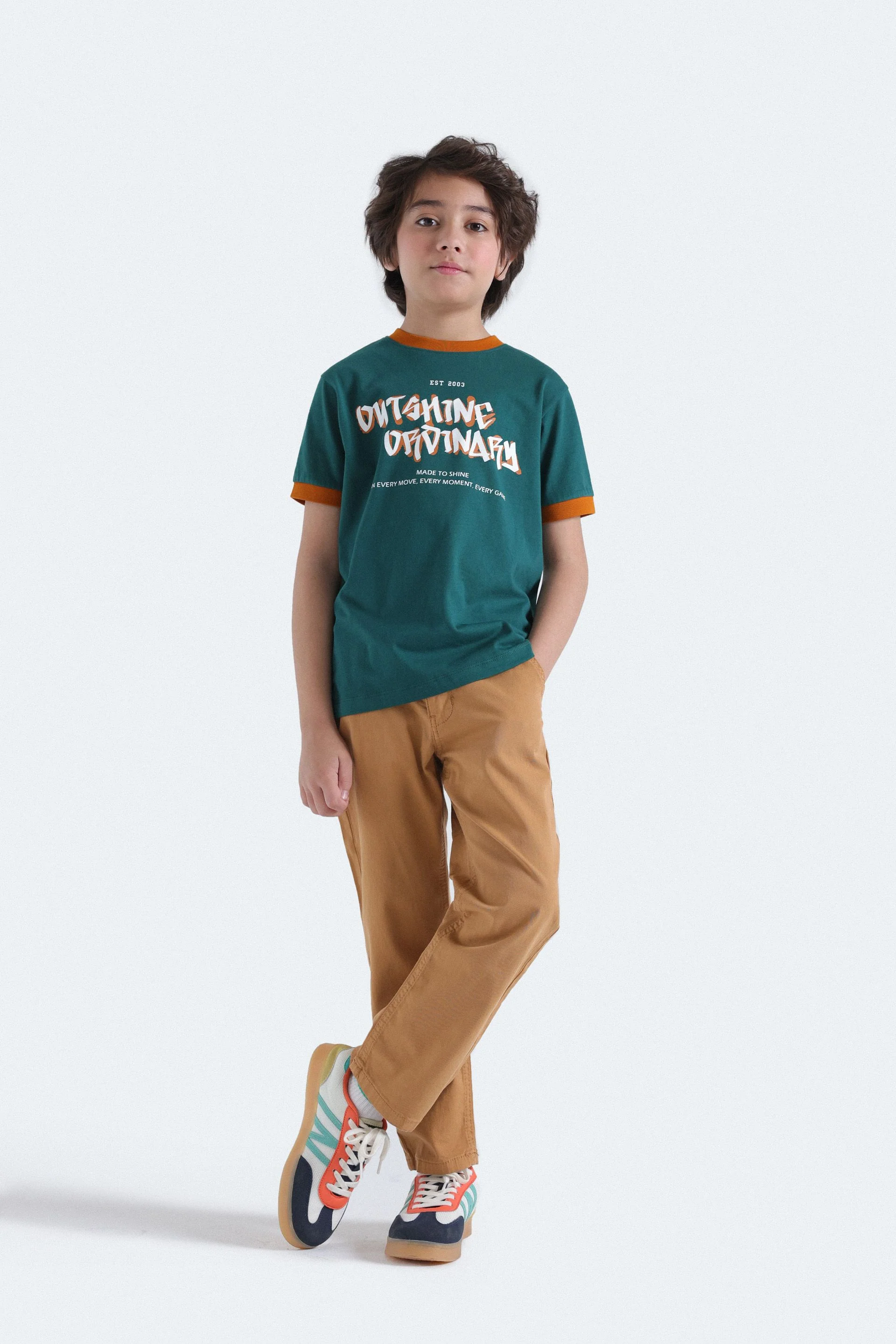 Slogan Print With Contrast Ringer T-Shirt - Image 4
