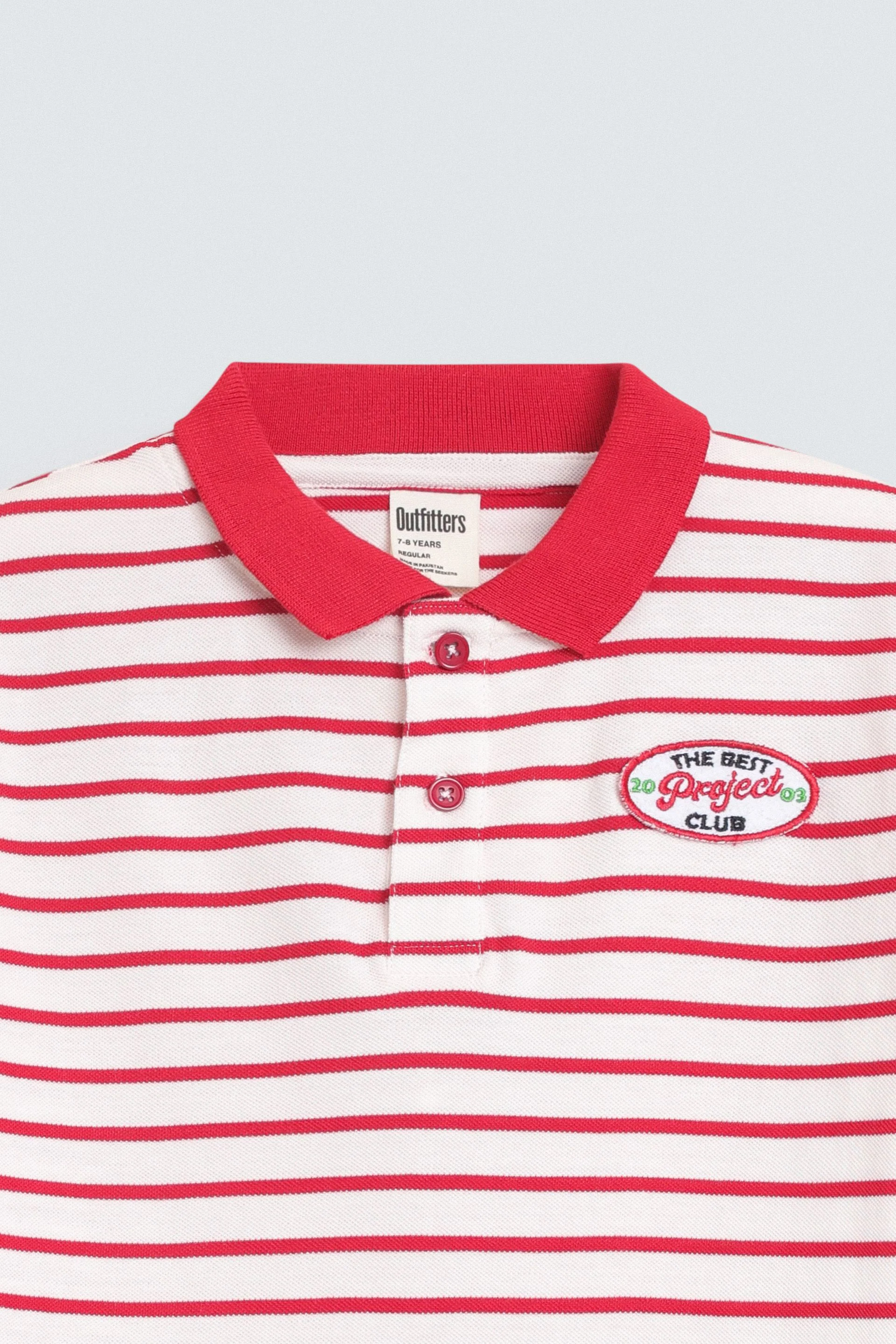 Striped Polo Shirt With Embroidered Patch - Image 2