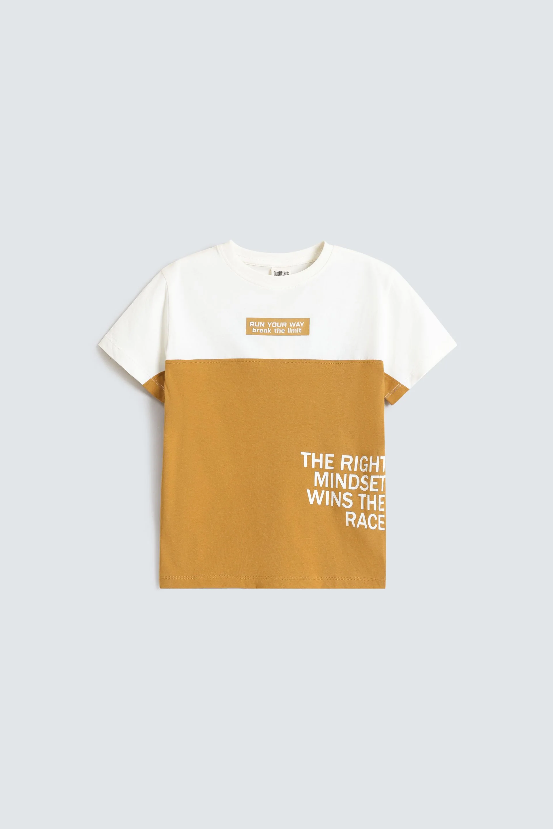 Cut & Sew Slogan Print T-Shirt