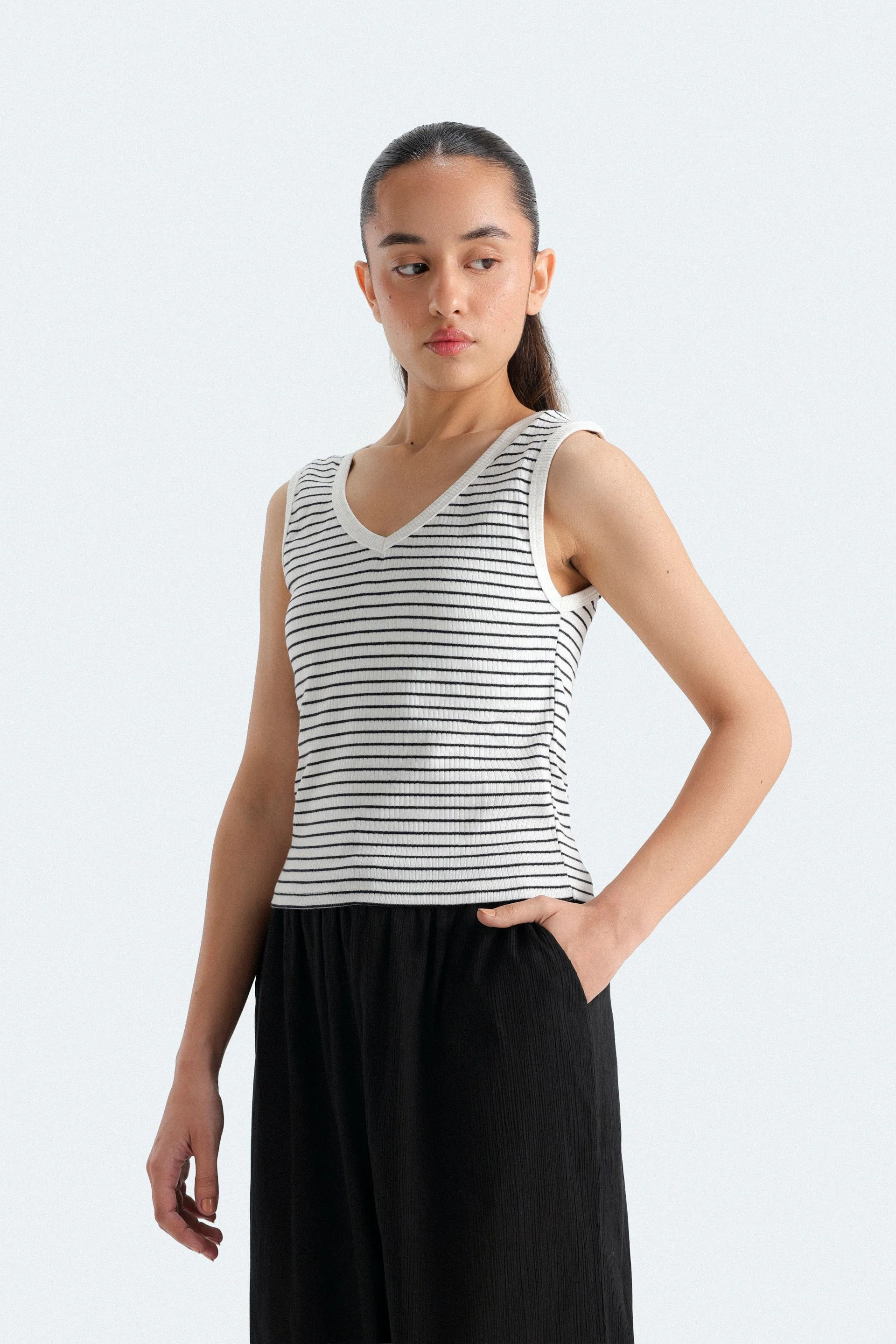 Cropped Striped Tank Top - Image 2