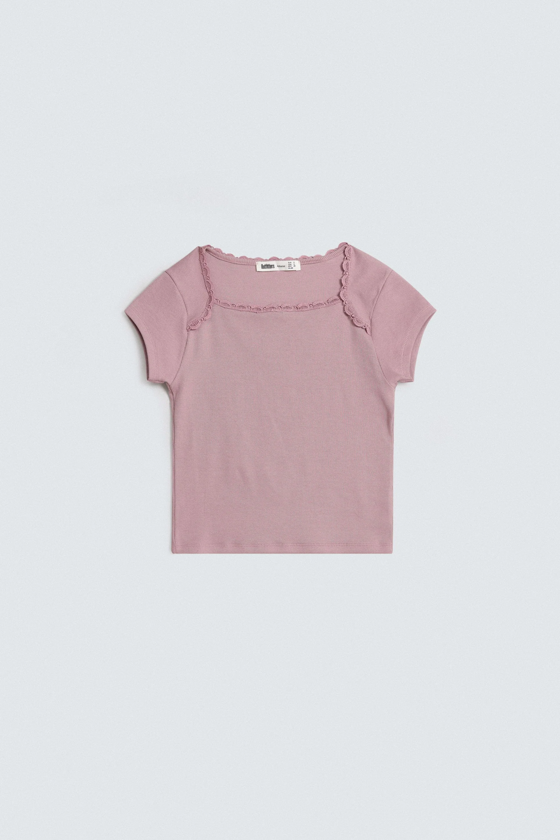 Ribbed T-Shirt With Lace Detail - Image 12