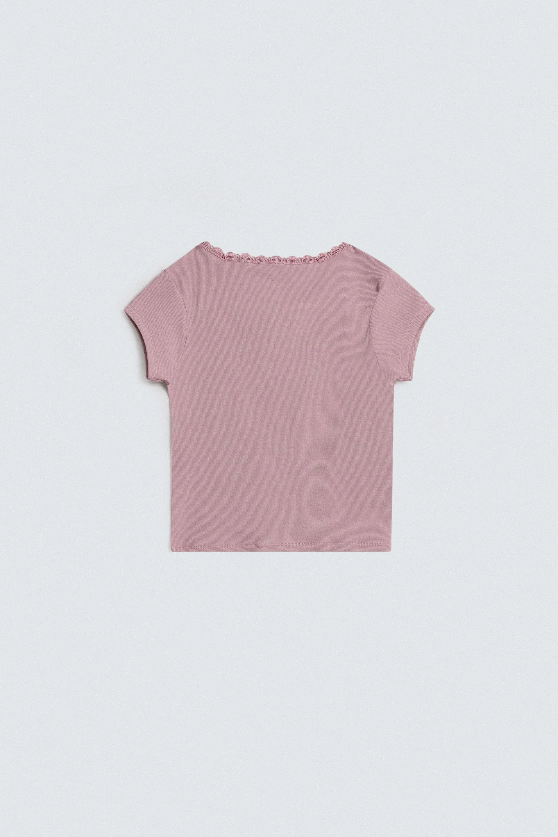 Ribbed T-Shirt With Lace Detail - Image 14