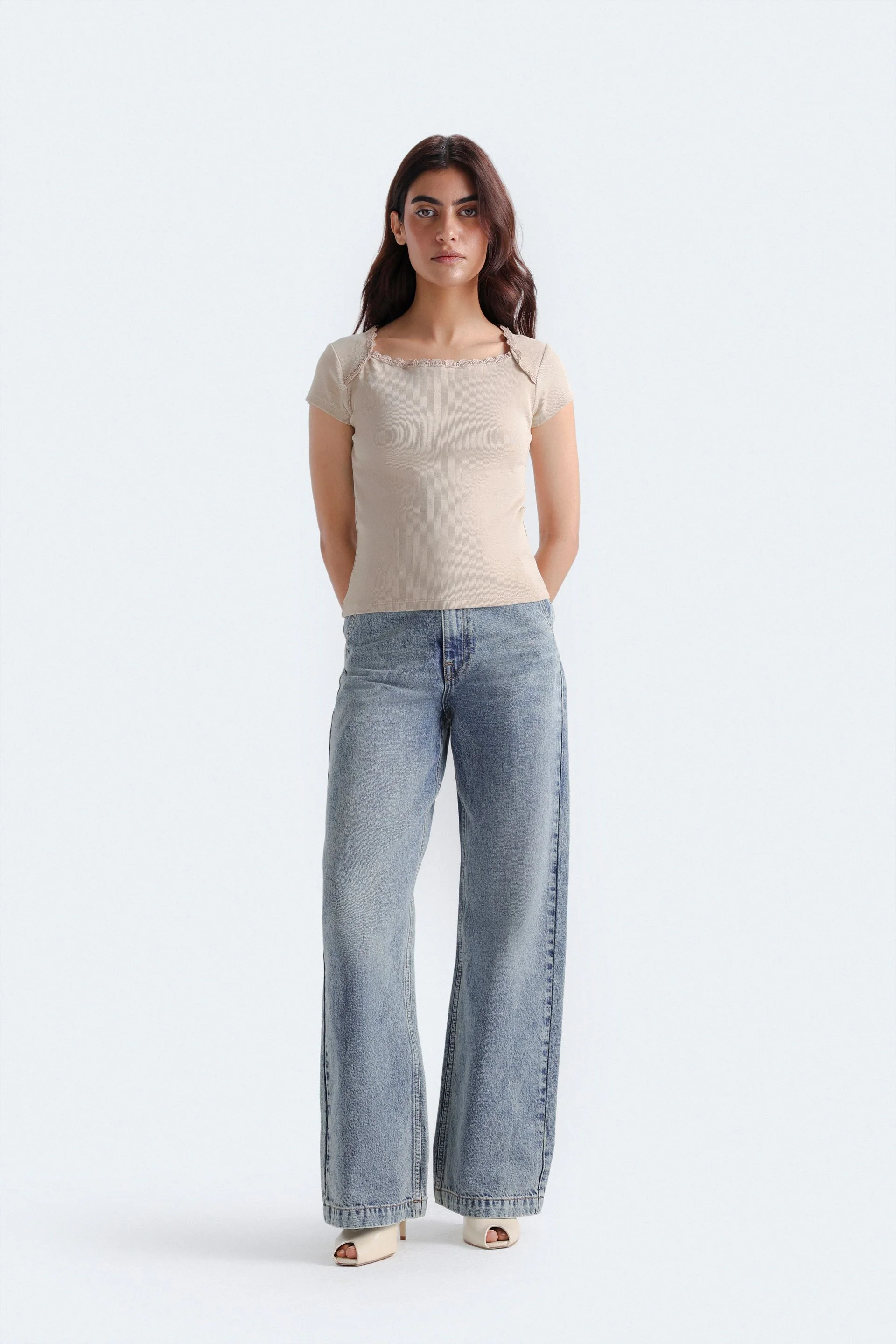 Ribbed T-Shirt With Lace Detail - Image 15