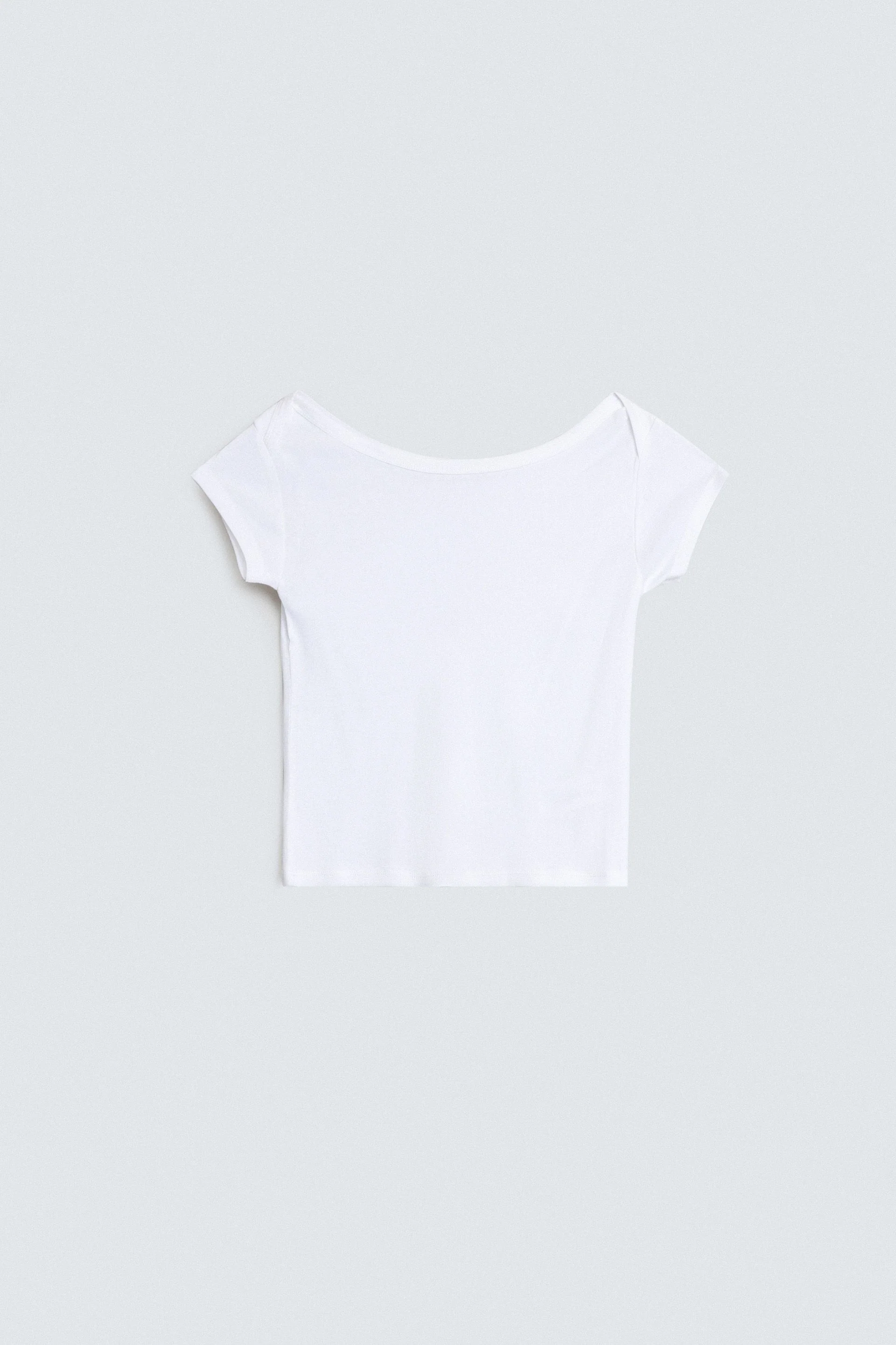 Super Cropped Boat Neck T-Shirt - Image 13