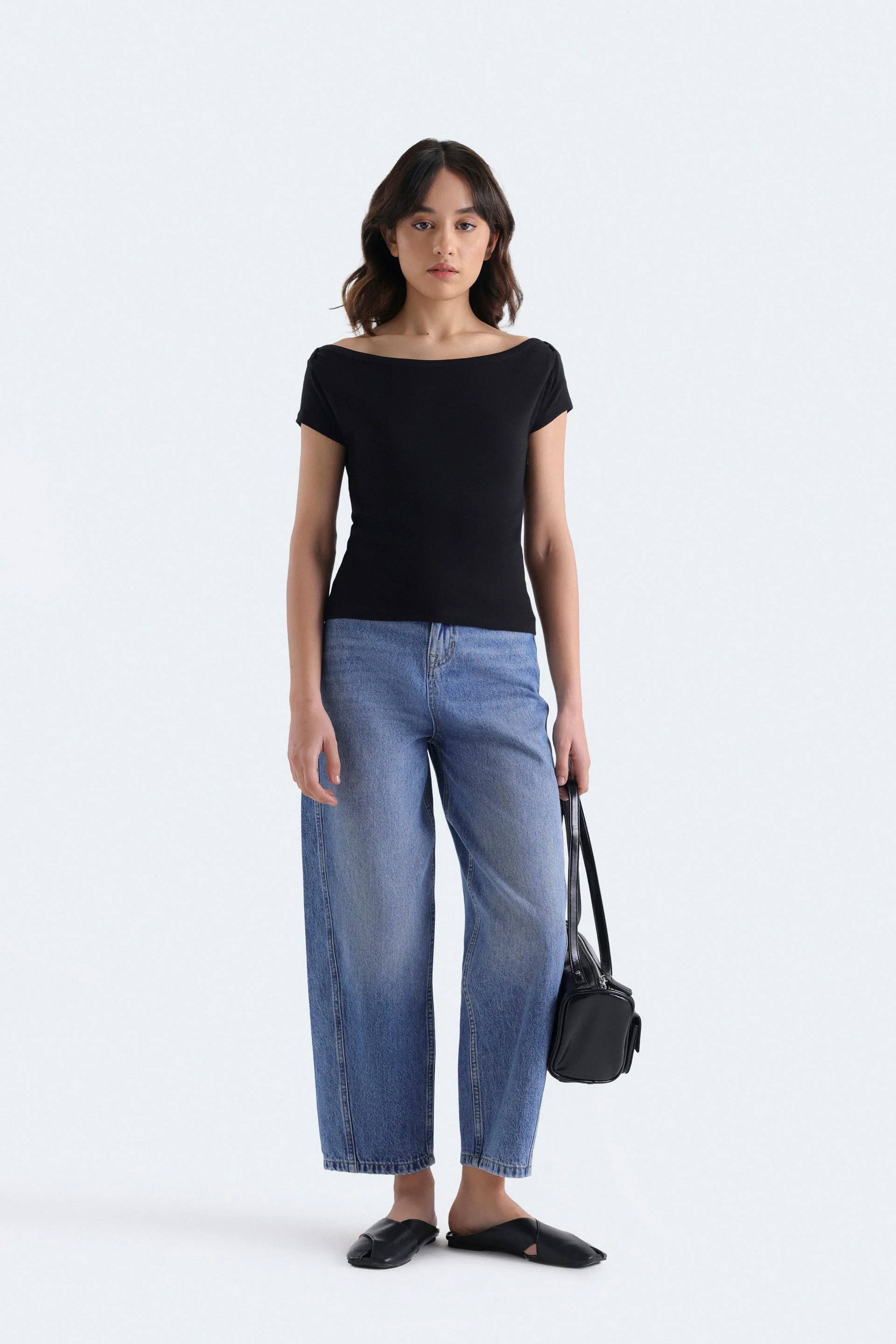 Super Cropped Boat Neck T-Shirt - Image 2