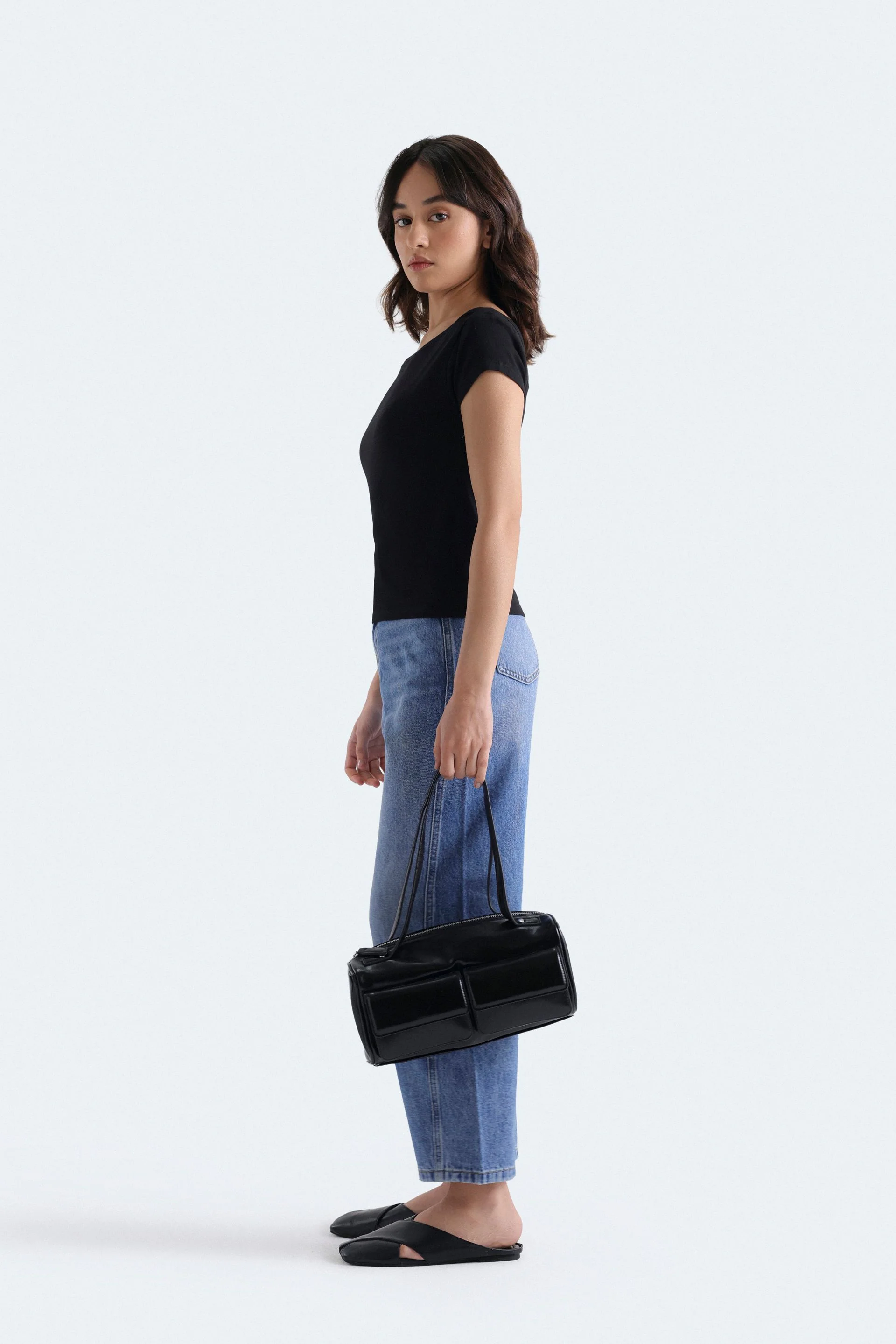 Super Cropped Boat Neck T-Shirt - Image 4