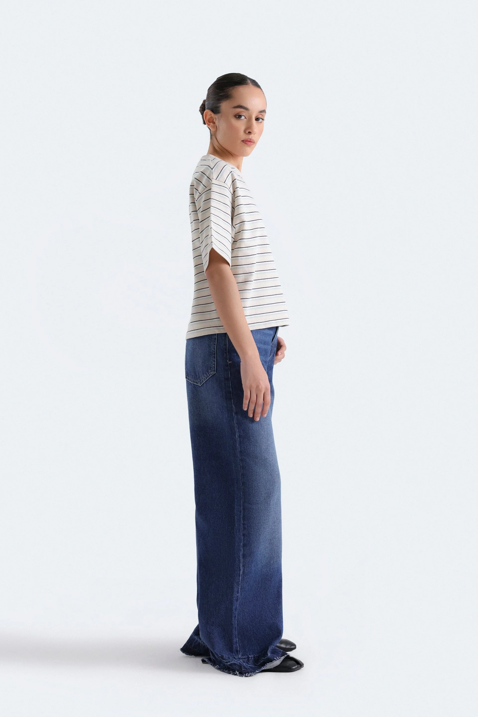 Cropped Striped T-Shirt - Image 3