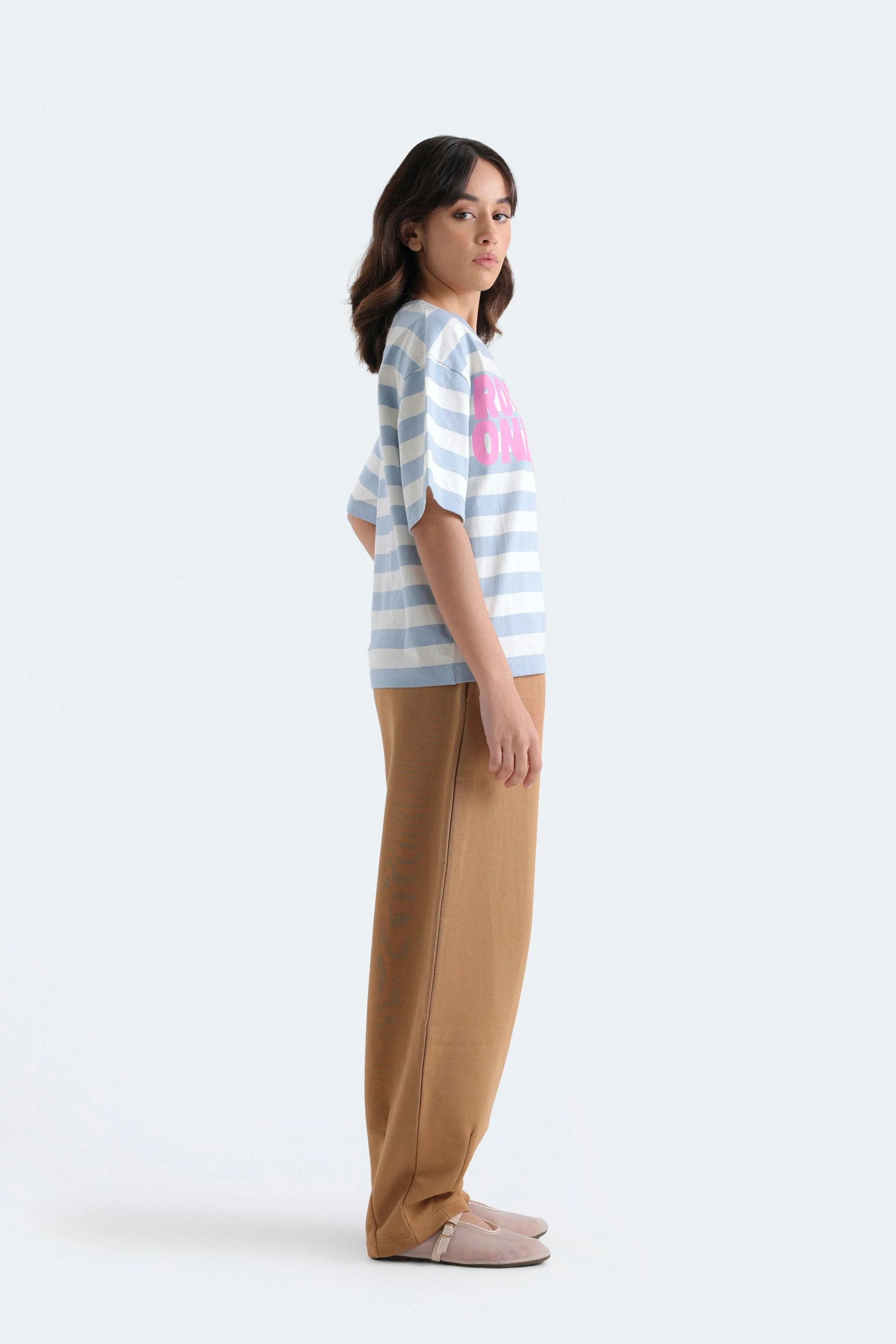 Slogan Print Striped T-Shirt - Image 3