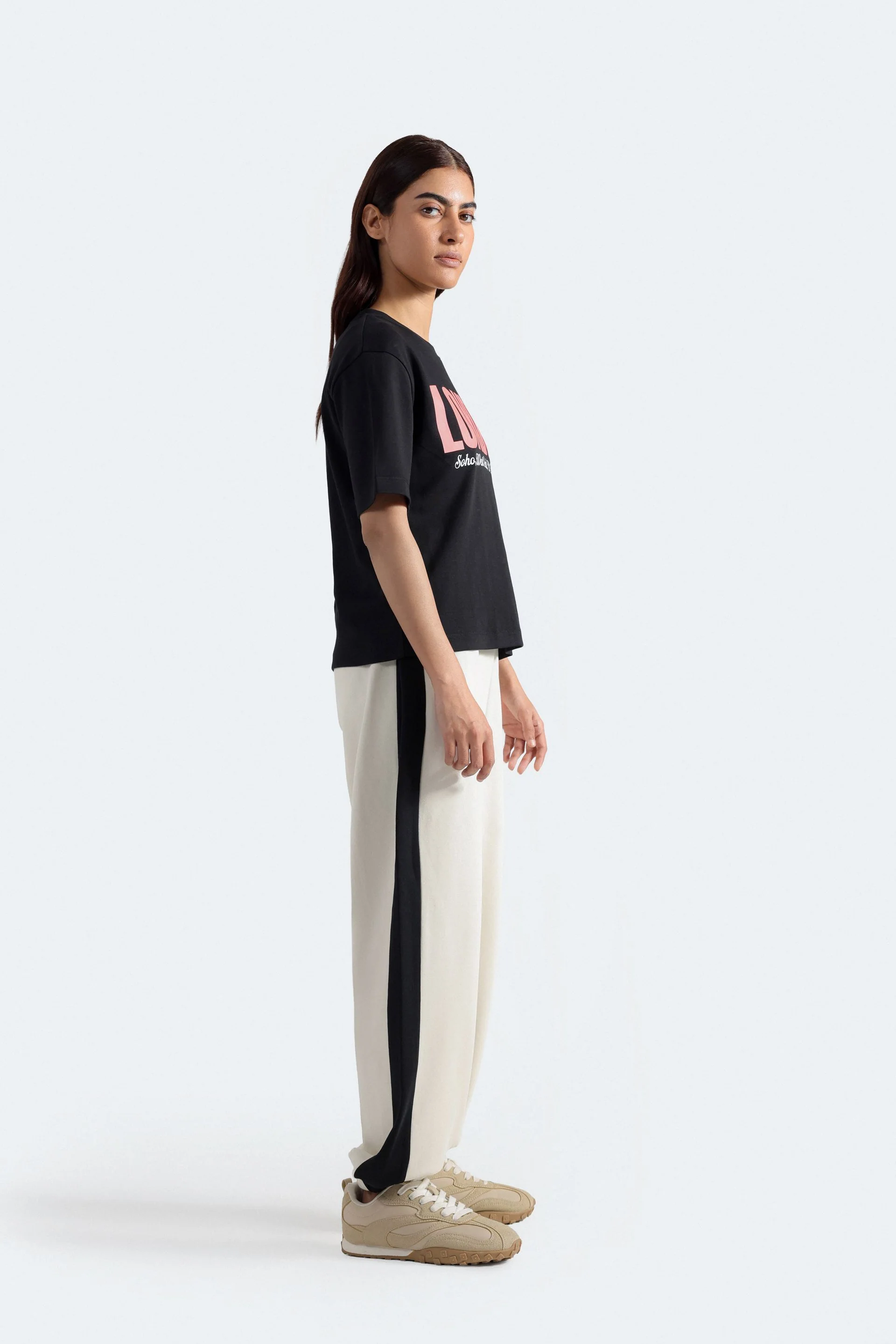 Cropped Slogan Print T-Shirt - Image 3