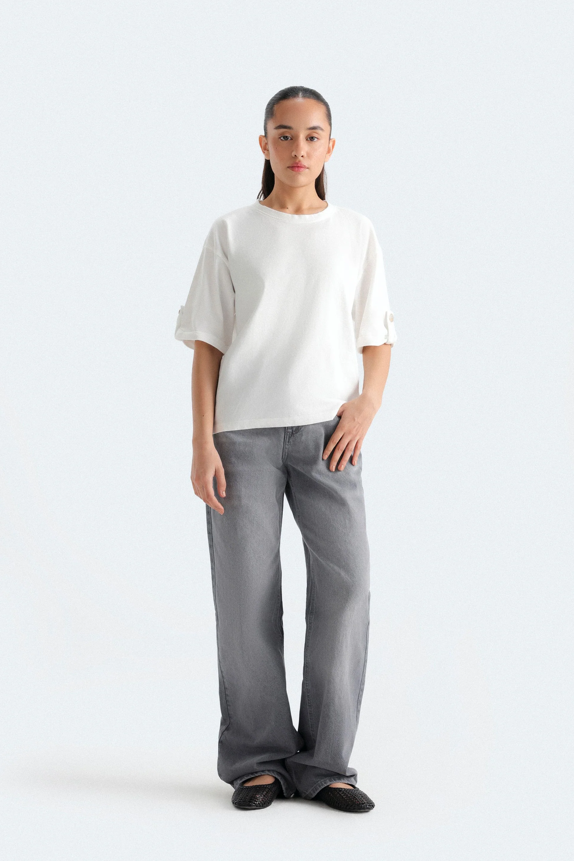 T-Shirt With Button Tab Detail - Image 8