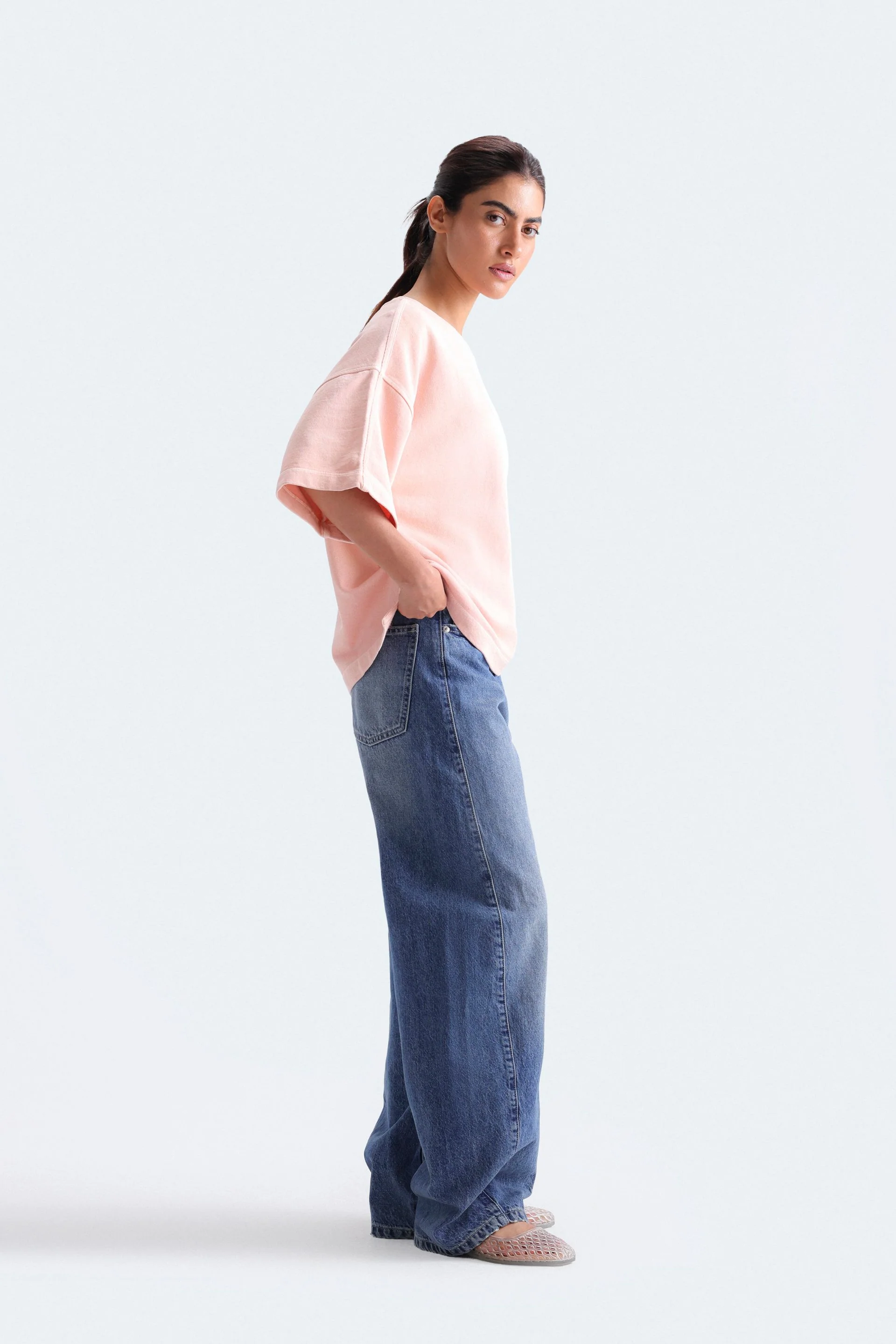 Crew Neck T-Shirt With Side Slit - Image 3